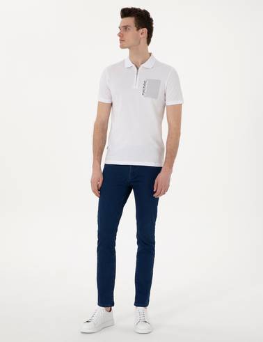 Beyaz Slim Fit Polo Yaka Tişört