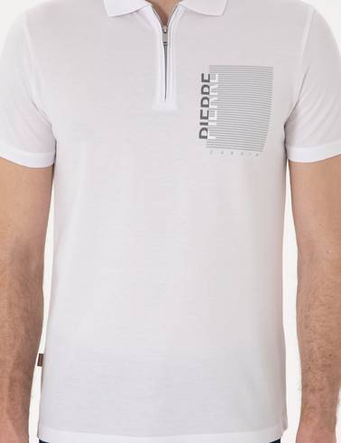 Beyaz Slim Fit Polo Yaka Tişört