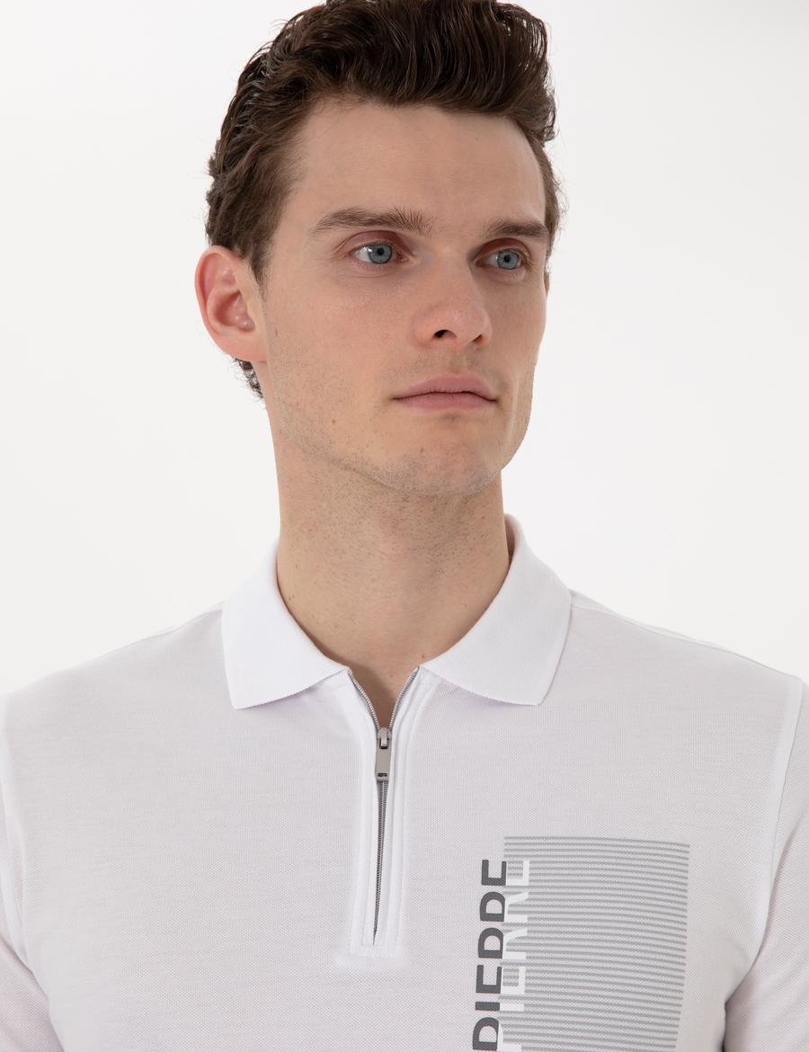 Beyaz Slim Fit Polo Yaka Tişört