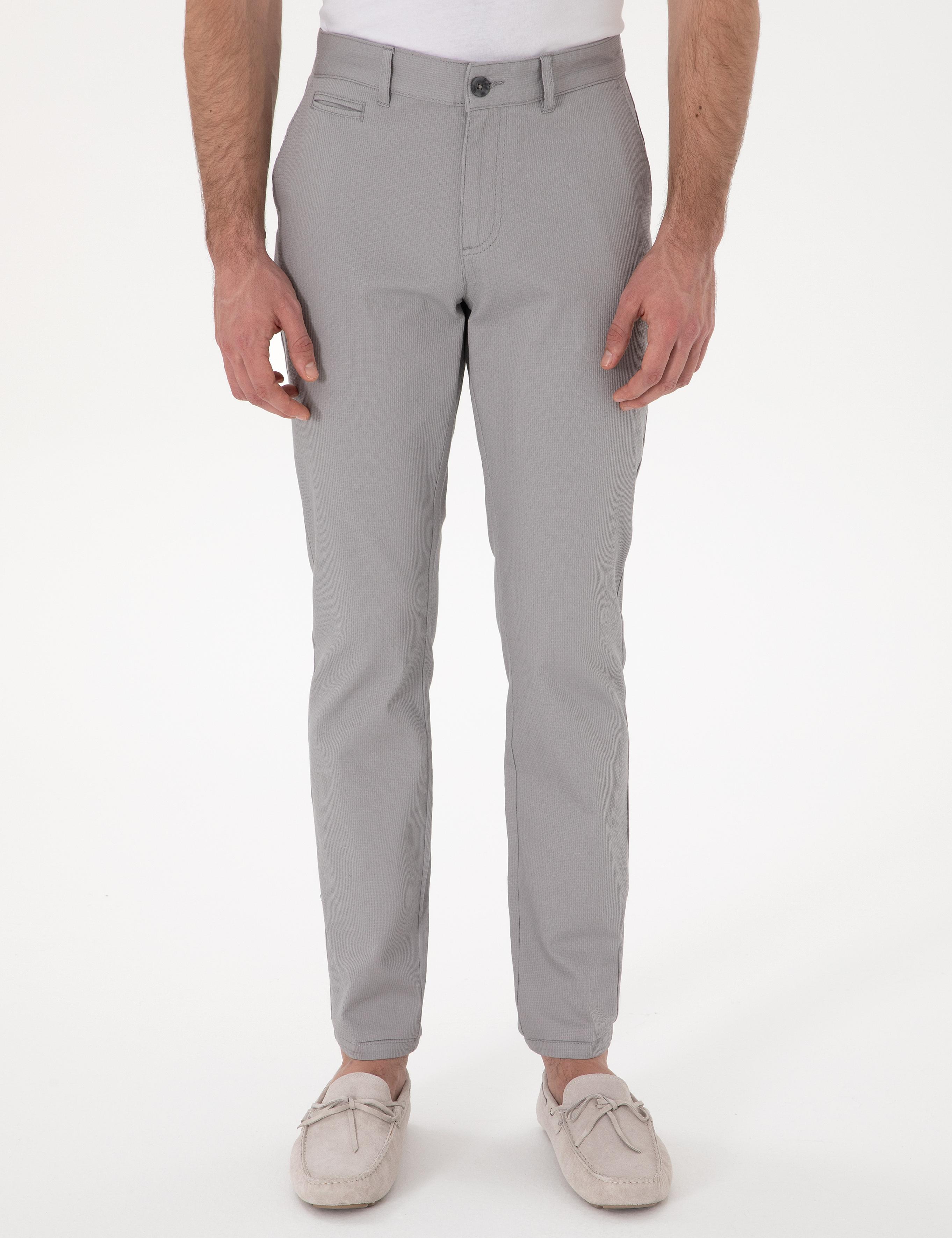 Gri Slim Fit Kanvas Pantolon
