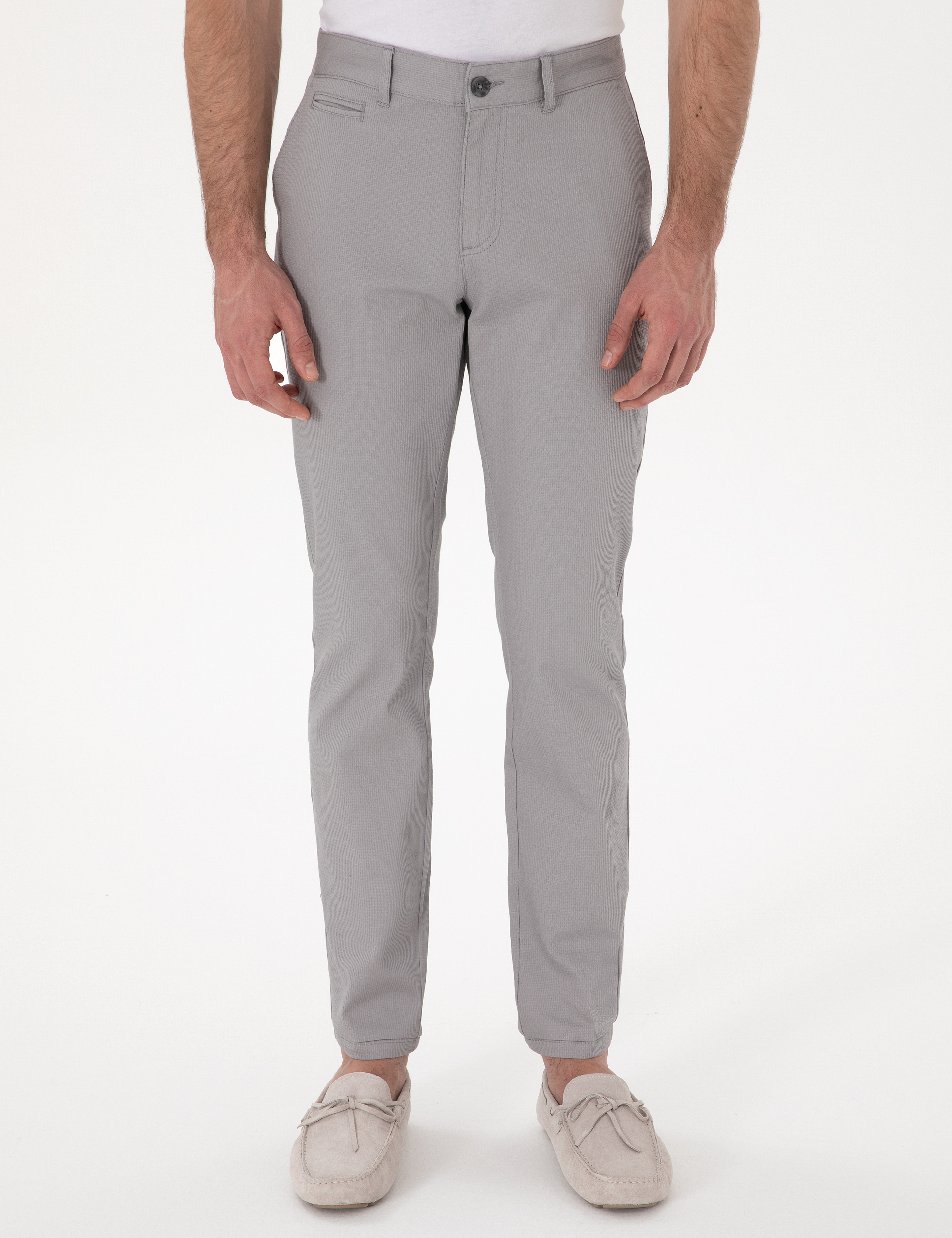 Gri Slim Fit Kanvas Pantolon