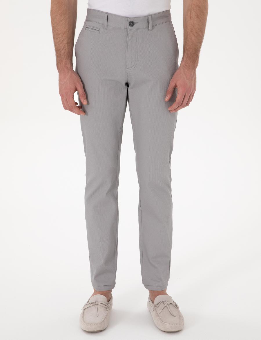 Gri Slim Fit Kanvas Pantolon