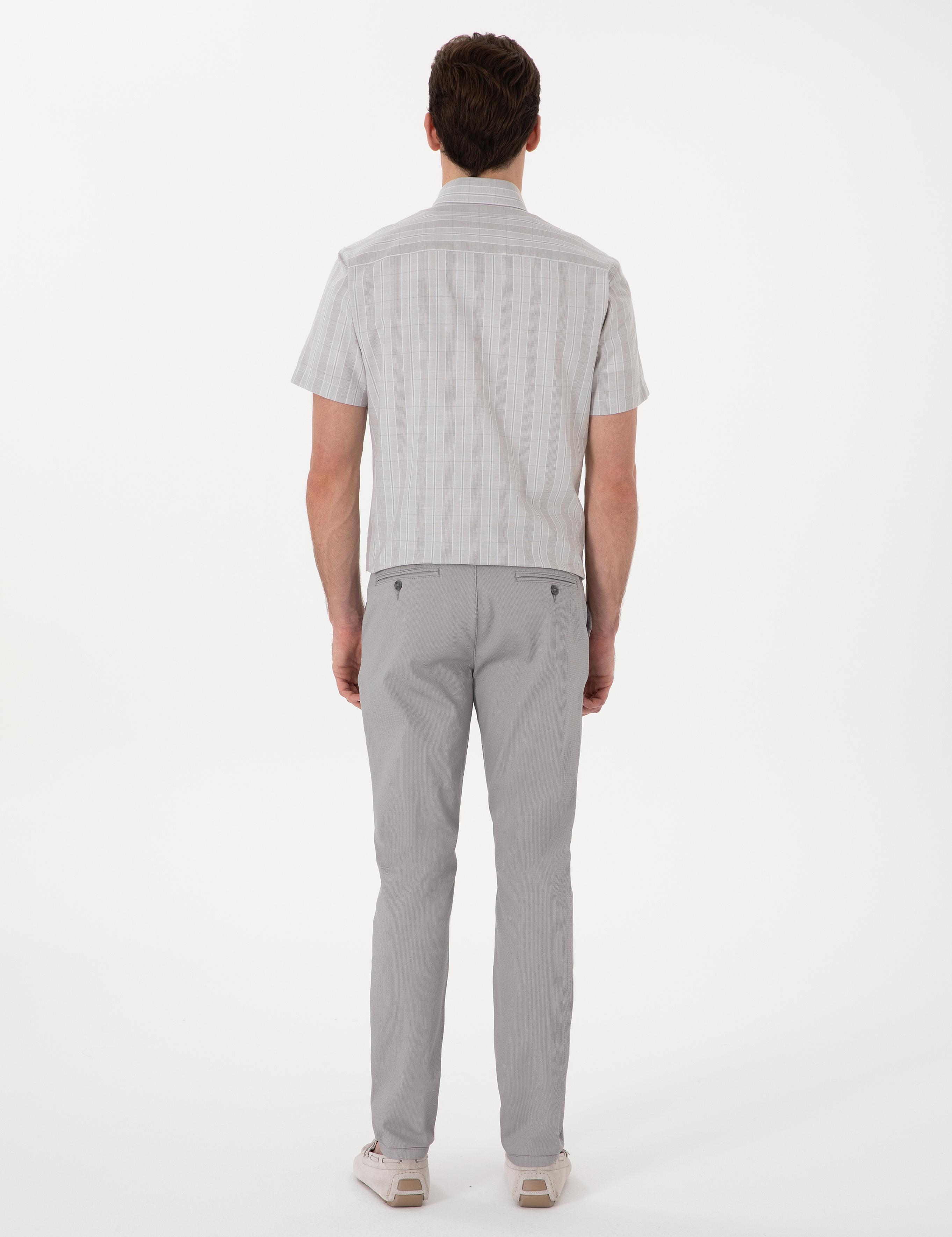 Gri Slim Fit Kanvas Pantolon