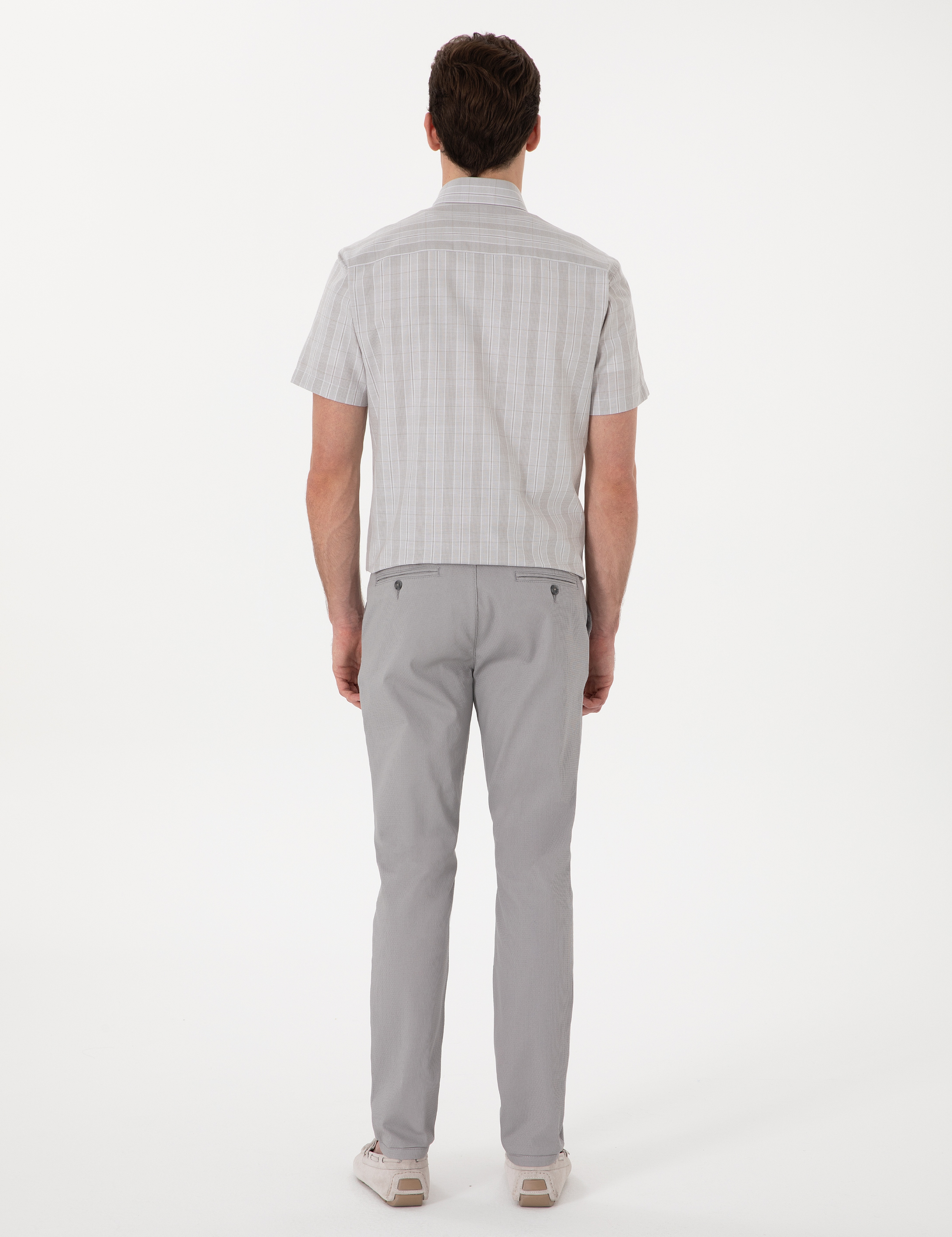 Gri Slim Fit Kanvas Pantolon - Image 4