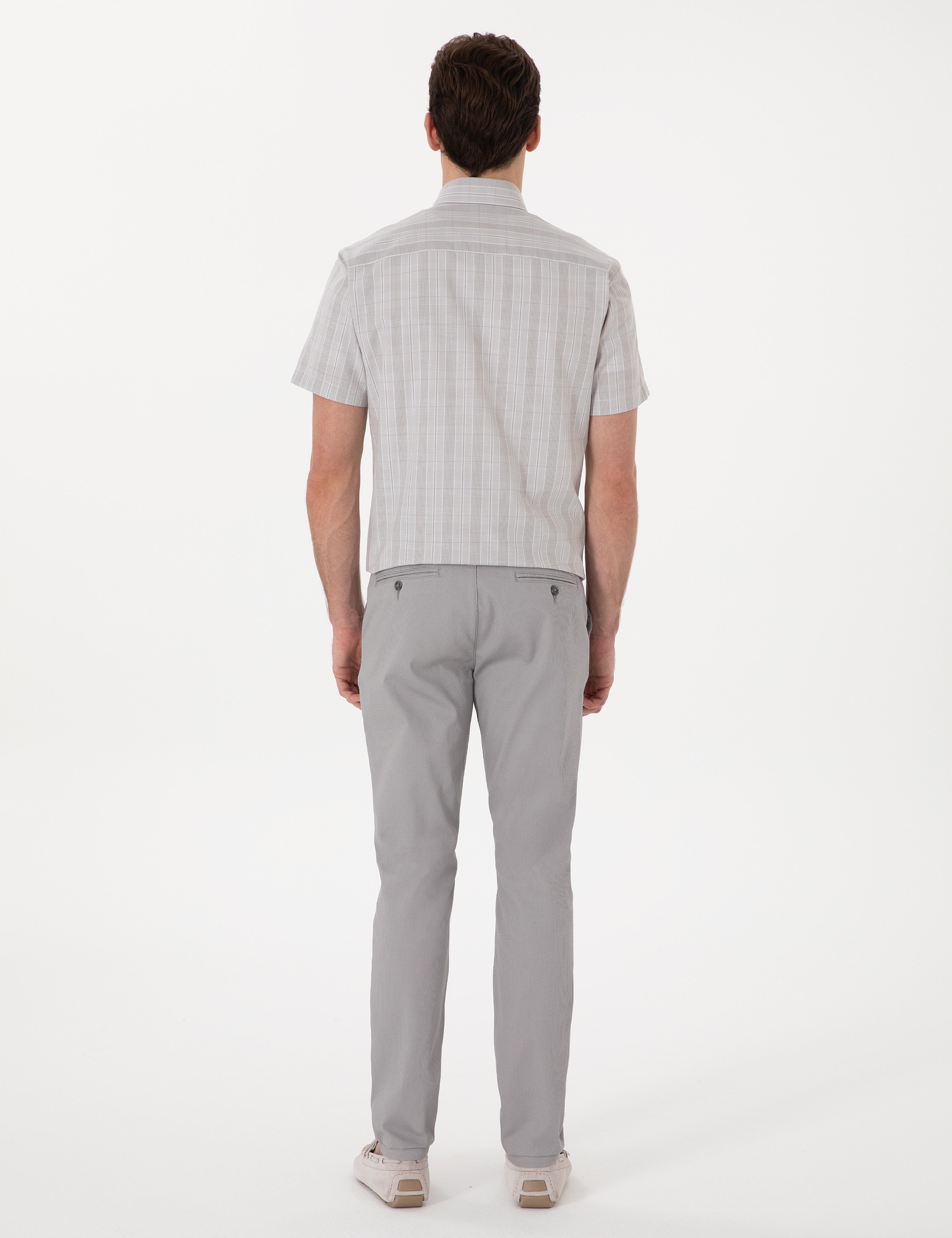 Gri Slim Fit Kanvas Pantolon