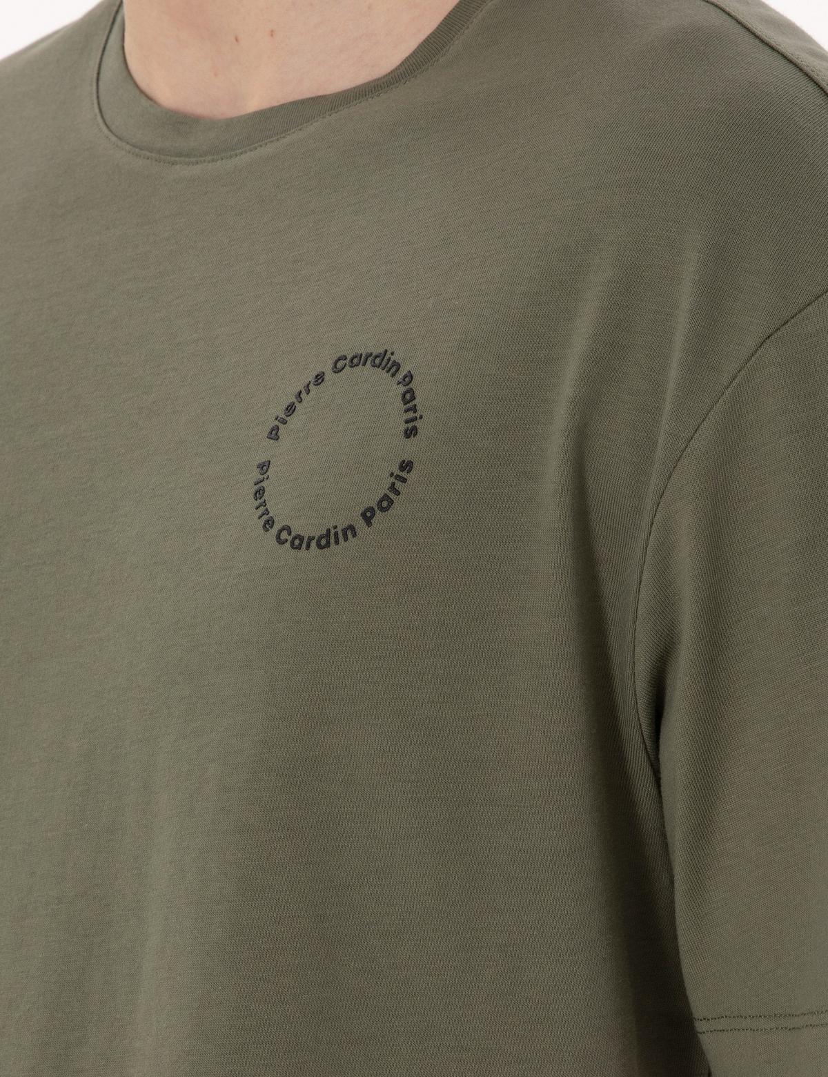 Haki Comfort Fit Bisiklet Yaka Tişört - 50310076021