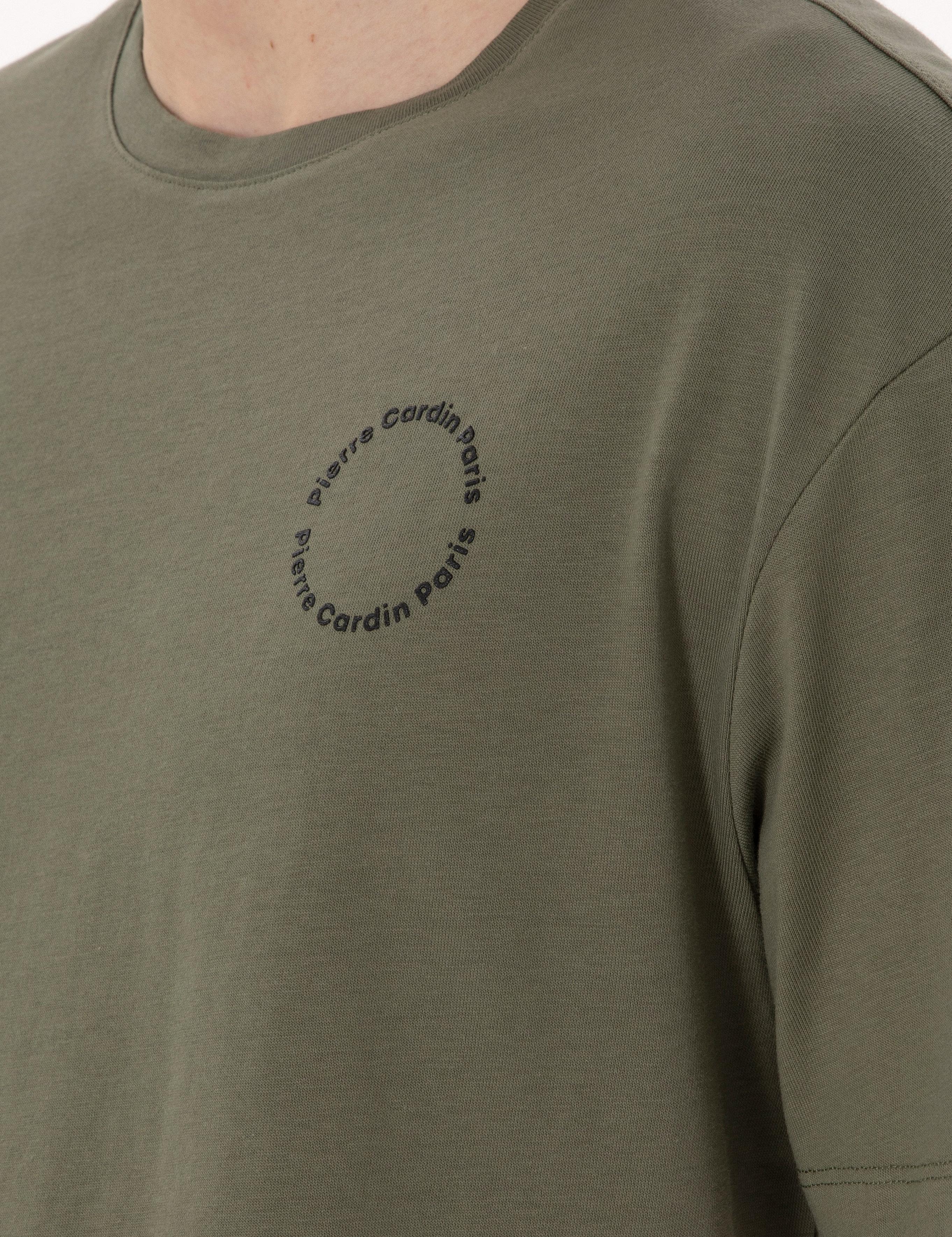 Haki Comfort Fit Bisiklet Yaka Tişört