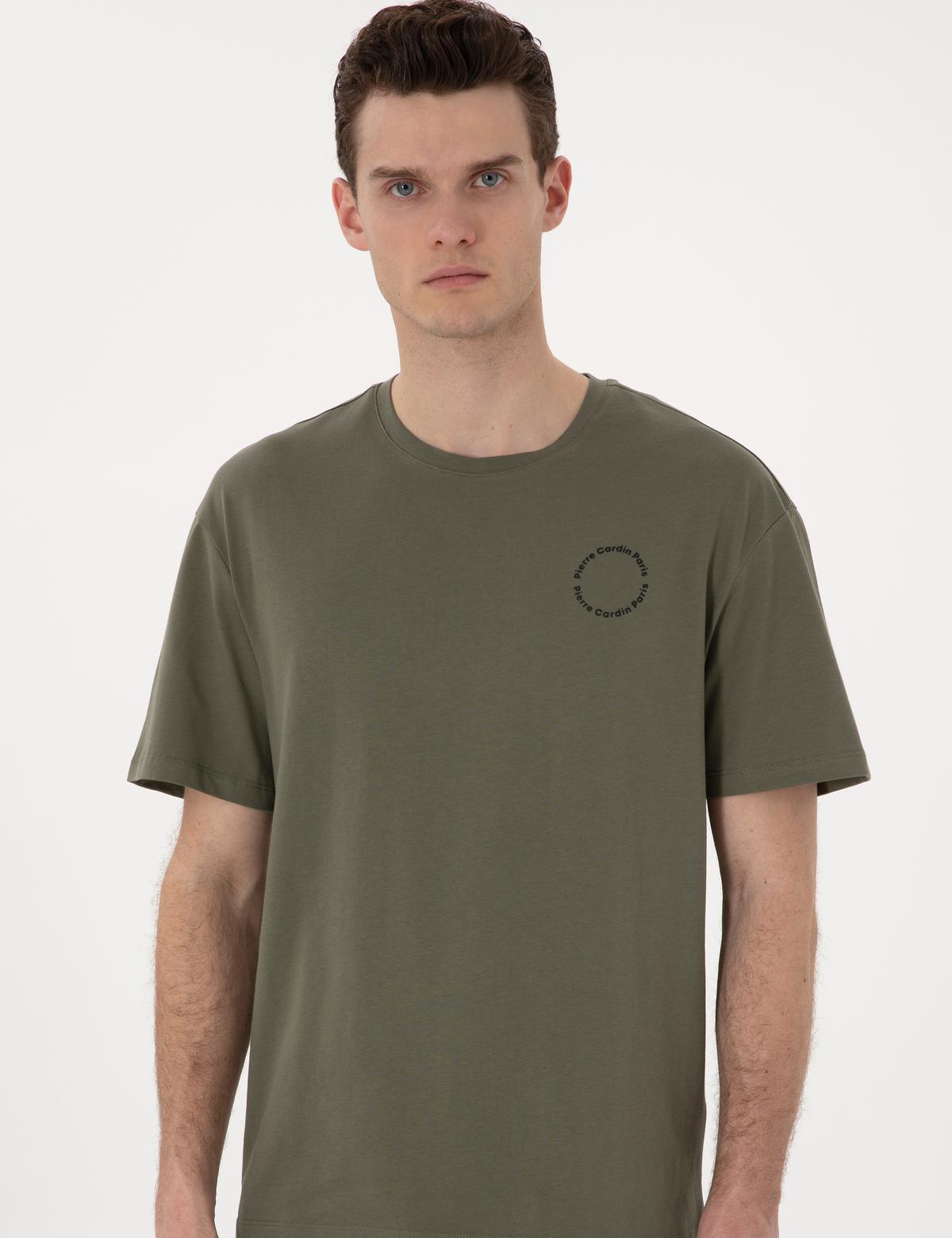 Haki Comfort Fit Bisiklet Yaka Tişört - 50310076021