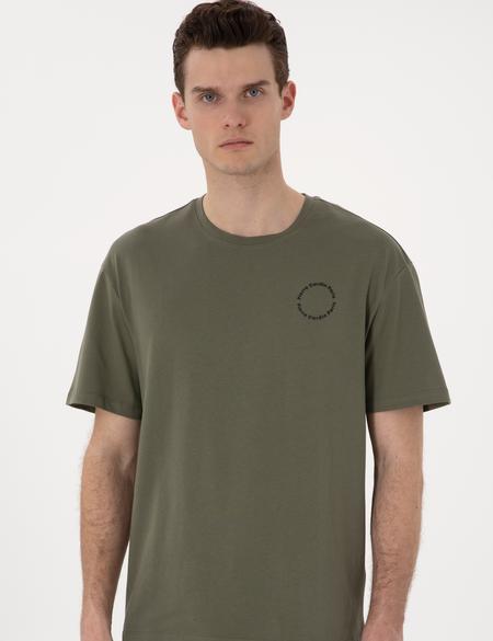 Haki Comfort Fit Bisiklet Yaka Tişört - 50310076021