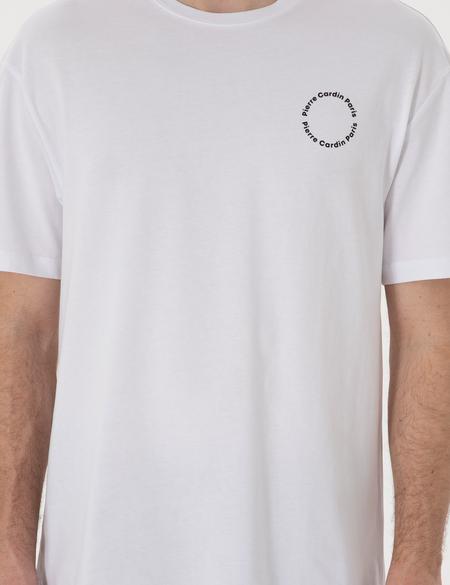 Beyaz Comfort Fit Bisiklet Yaka Tişört - 50310076003