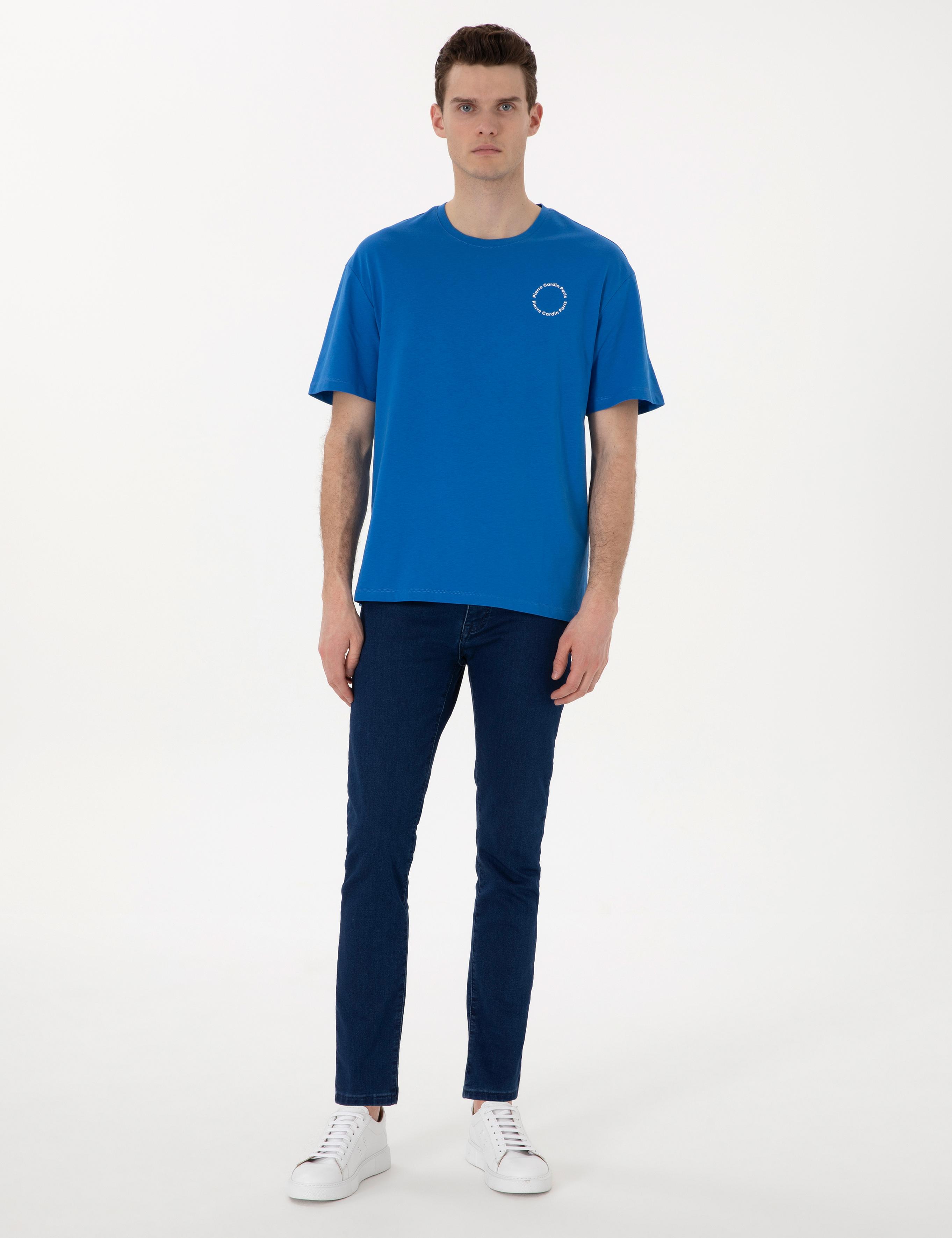 İndigo Comfort Fit Bisiklet Yaka Tişört