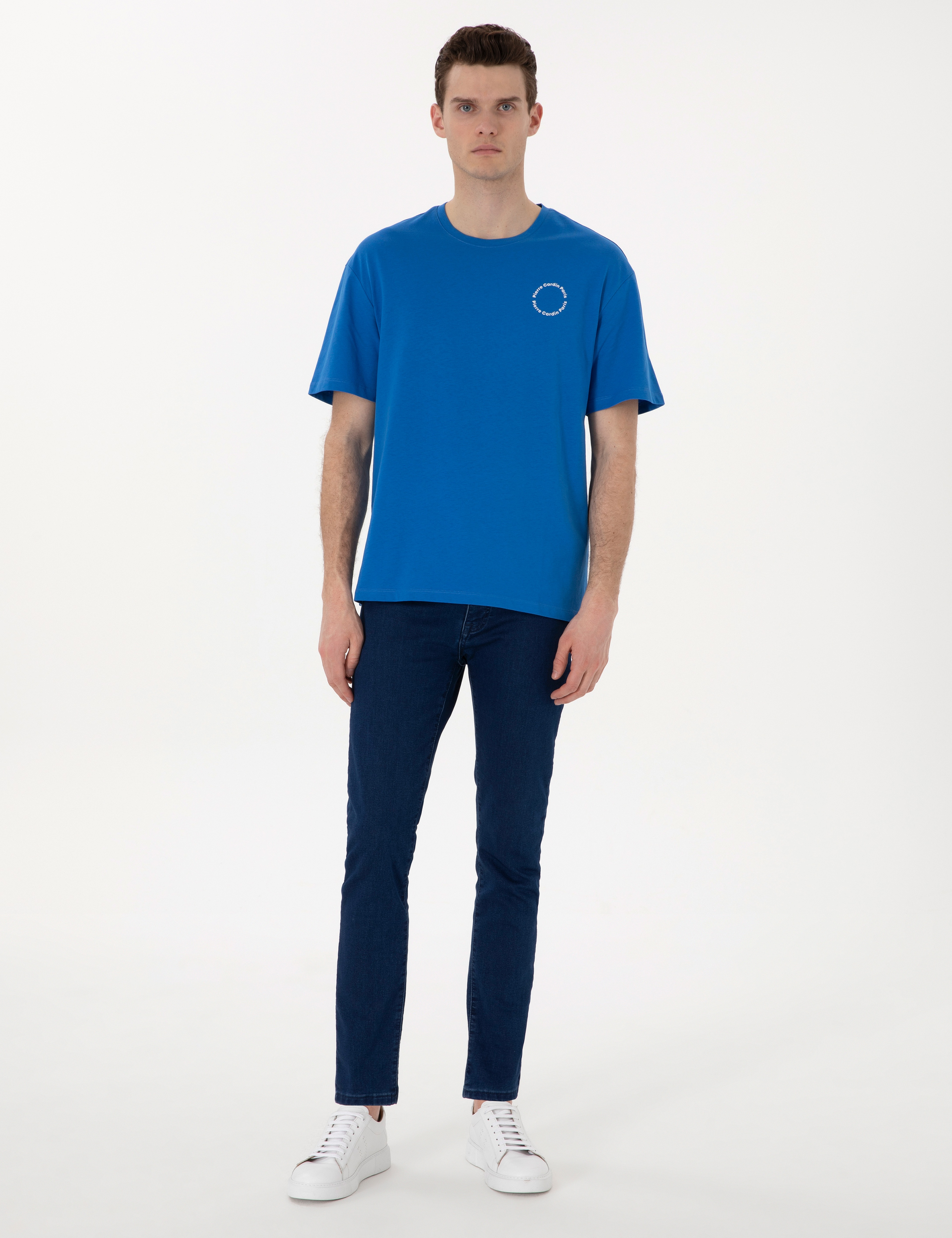 İndigo Comfort Fit Bisiklet Yaka Tişört - Image 4