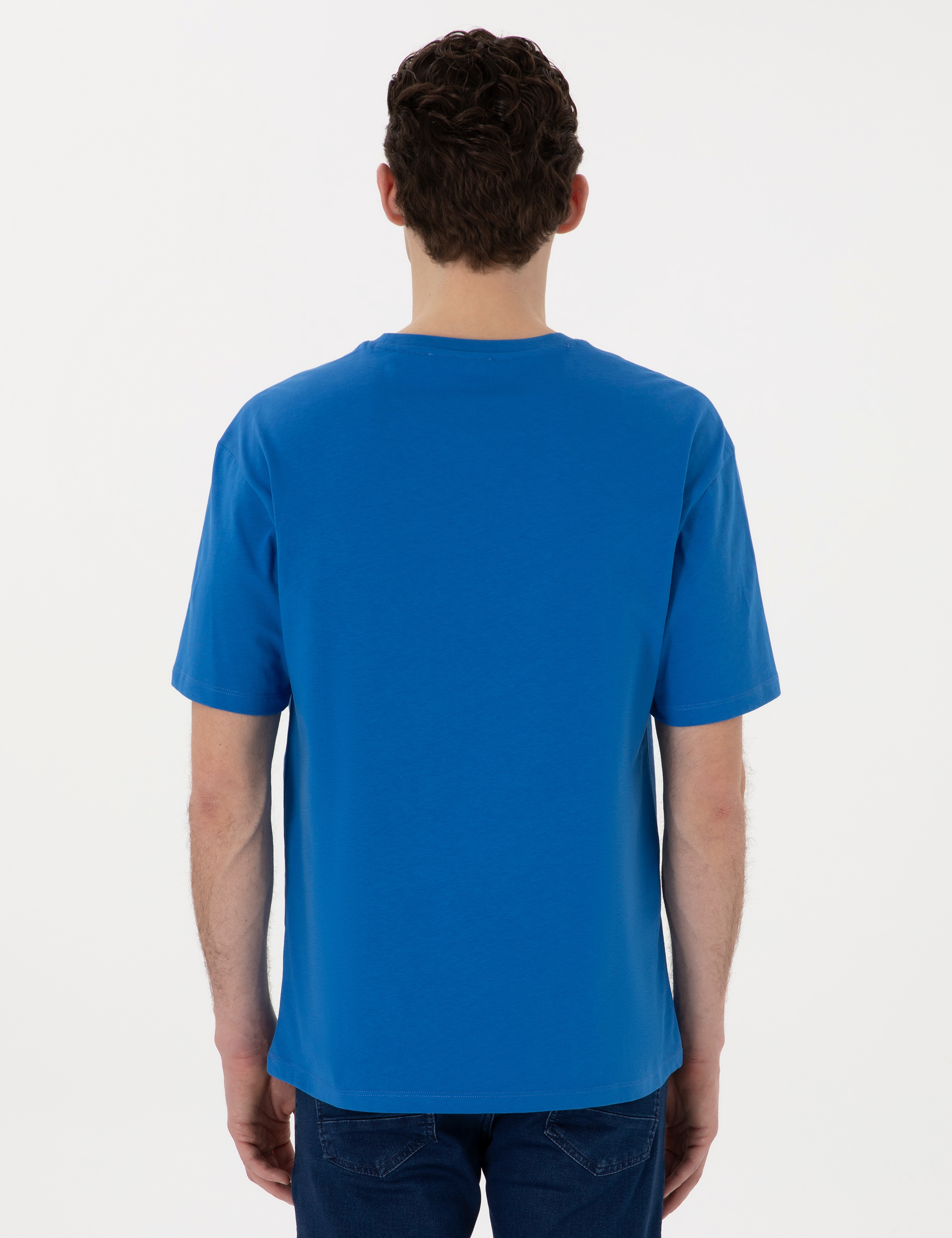 İndigo Comfort Fit Bisiklet Yaka Tişört - Image 5