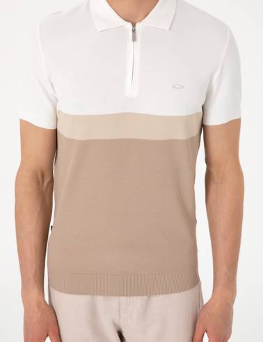 Vizon Slim Fit Polo Yaka Fermuarlı Triko Tişört