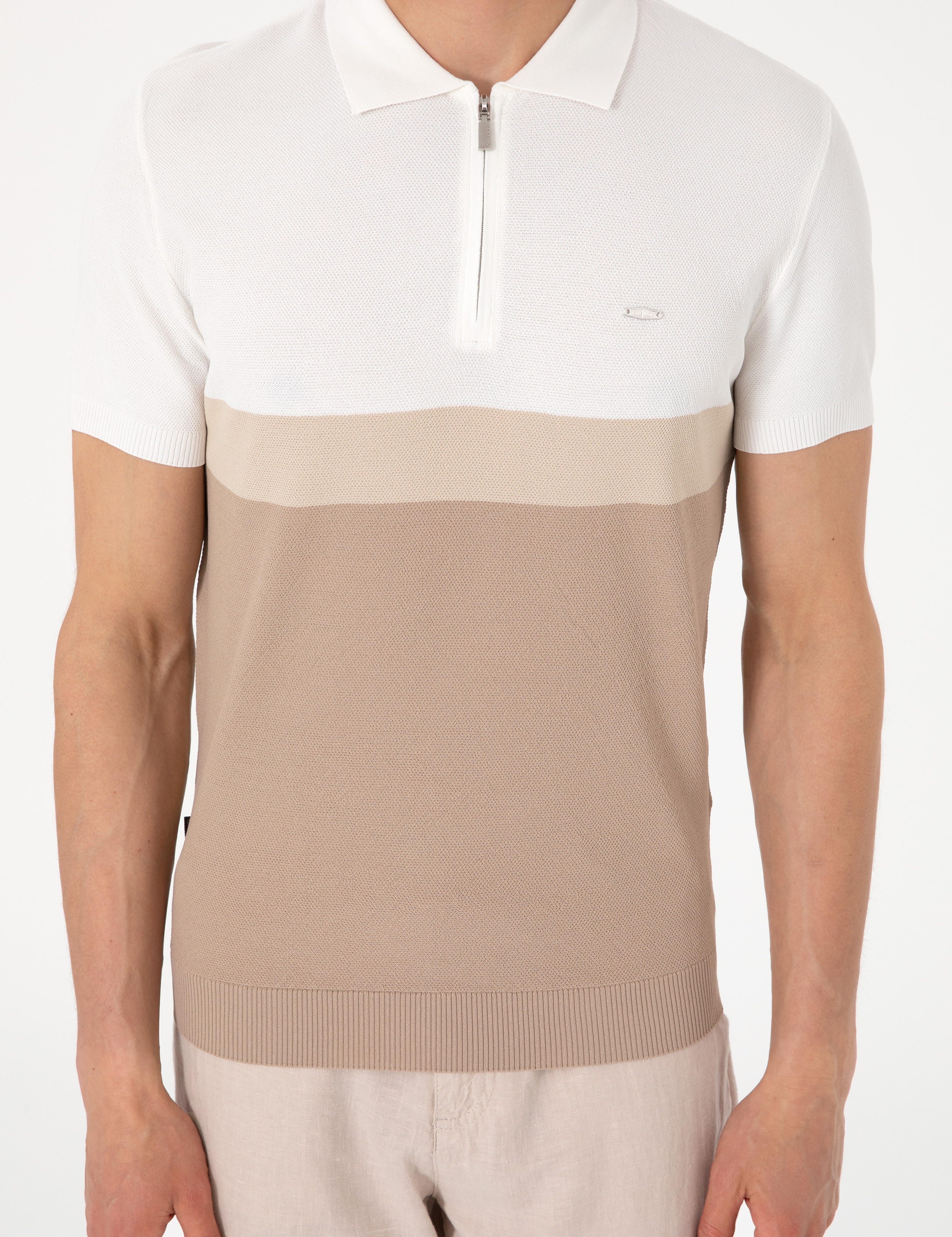 Vizon Slim Fit Polo Yaka Fermuarlı Triko Tişört - Image 6