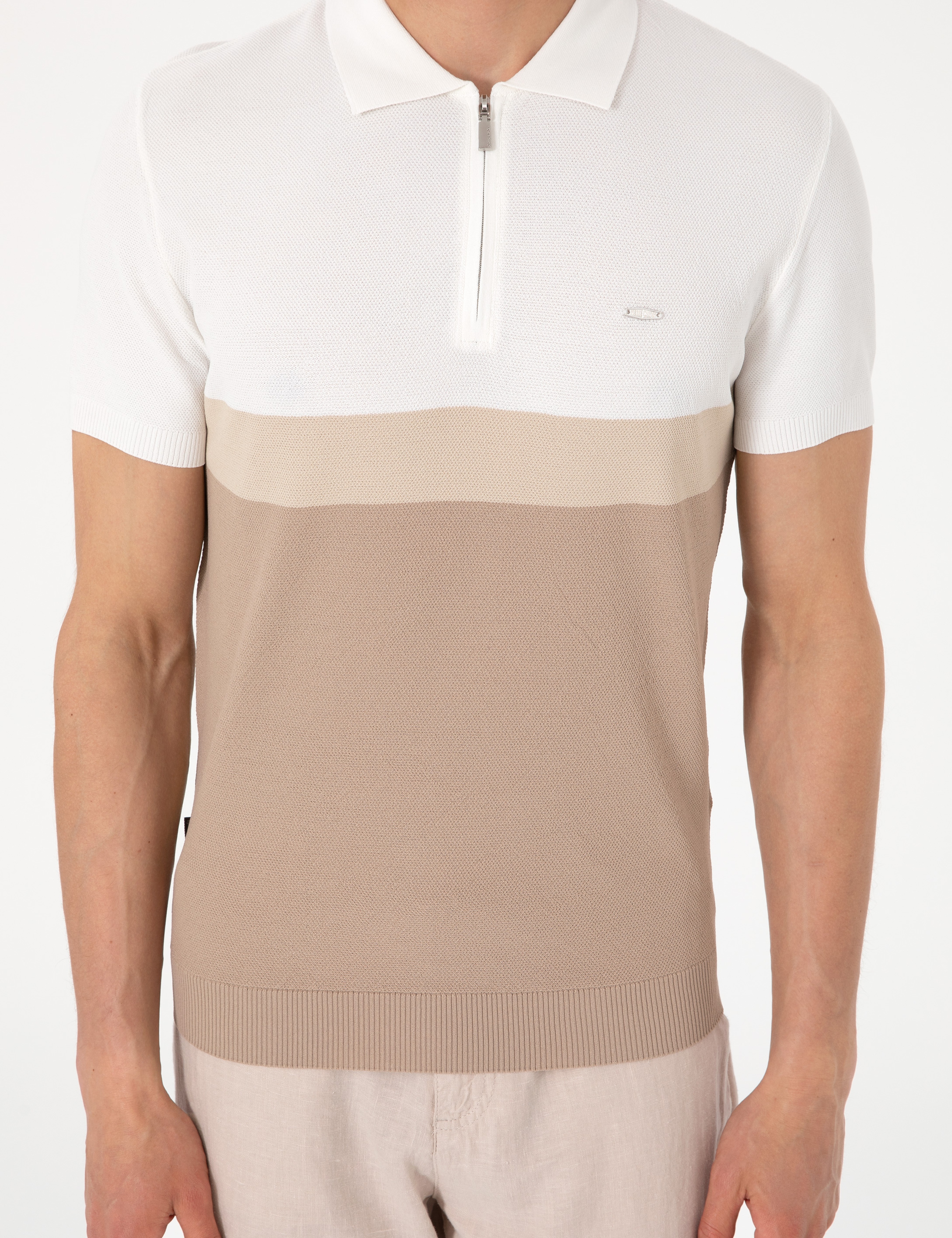 Vizon Slim Fit Polo Yaka Fermuarlı Triko Tişört