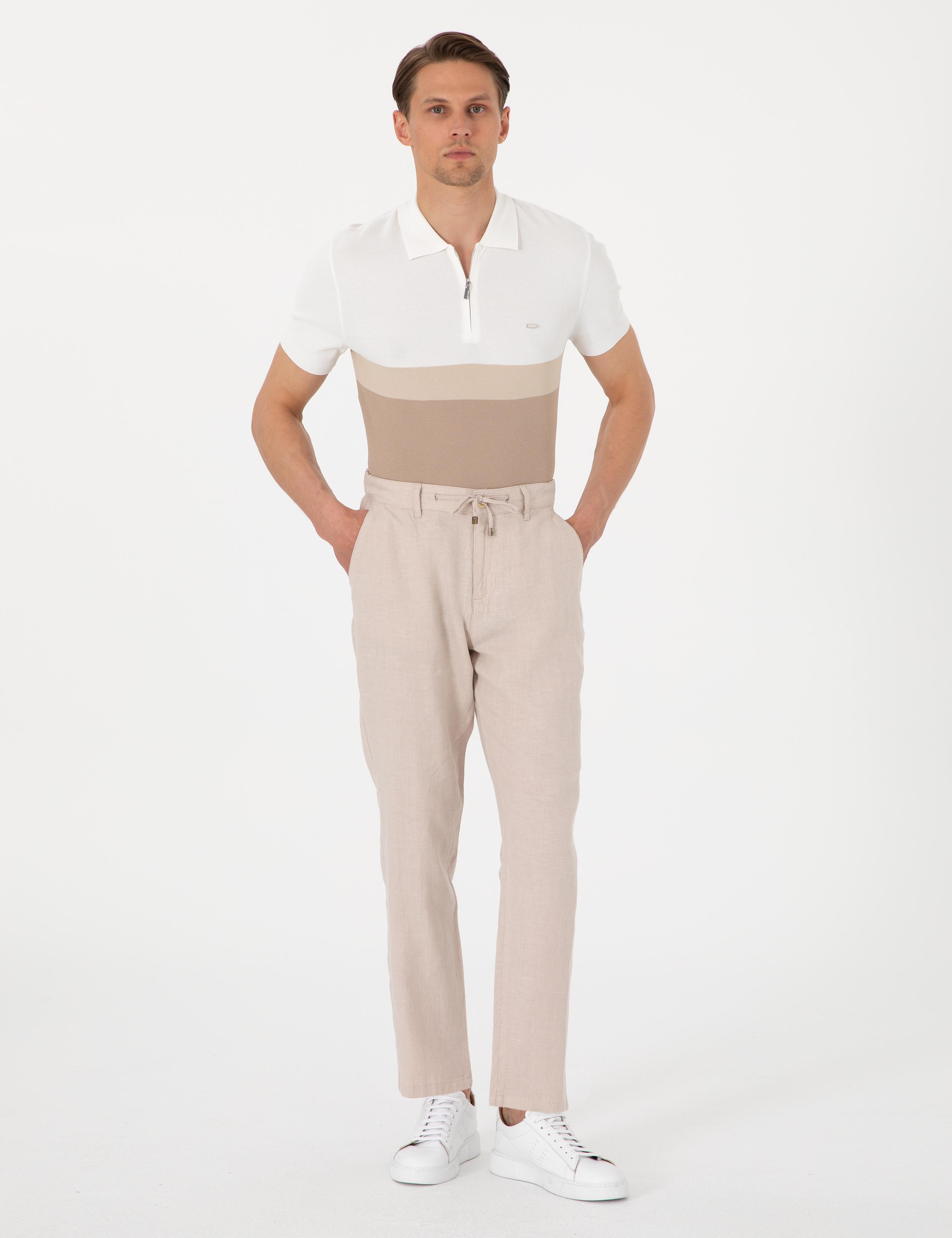 Vizon Slim Fit Polo Yaka Fermuarlı Triko Tişört