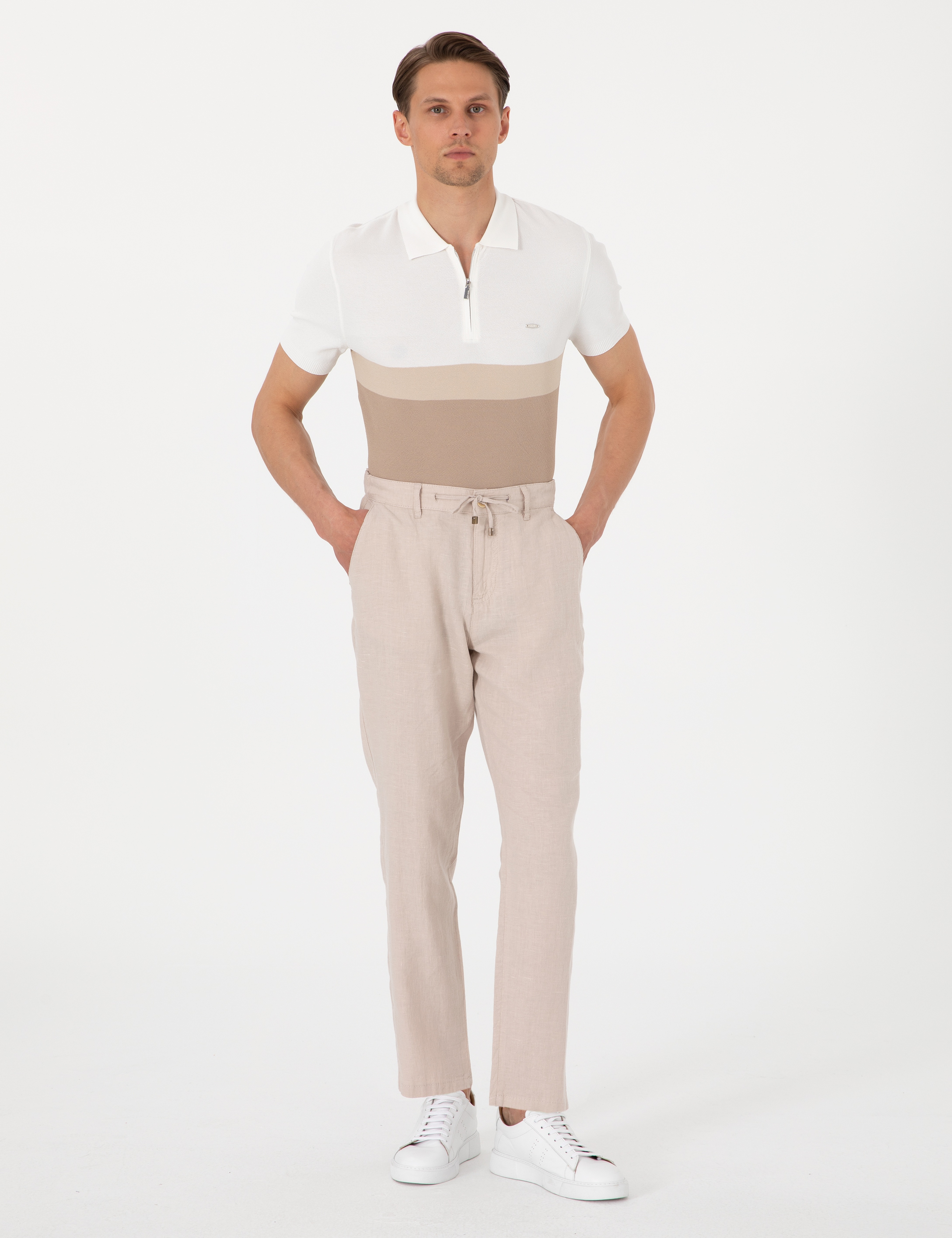 Vizon Slim Fit Polo Yaka Fermuarlı Triko Tişört - Image 4
