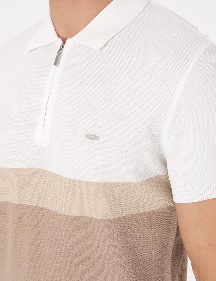 Vizon Slim Fit Polo Yaka Fermuarlı Triko Tişört