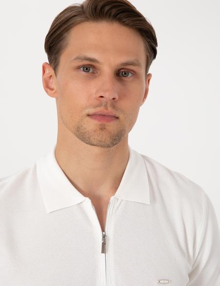Vizon Slim Fit Polo Yaka Fermuarlı Triko Tişört - 50306003003