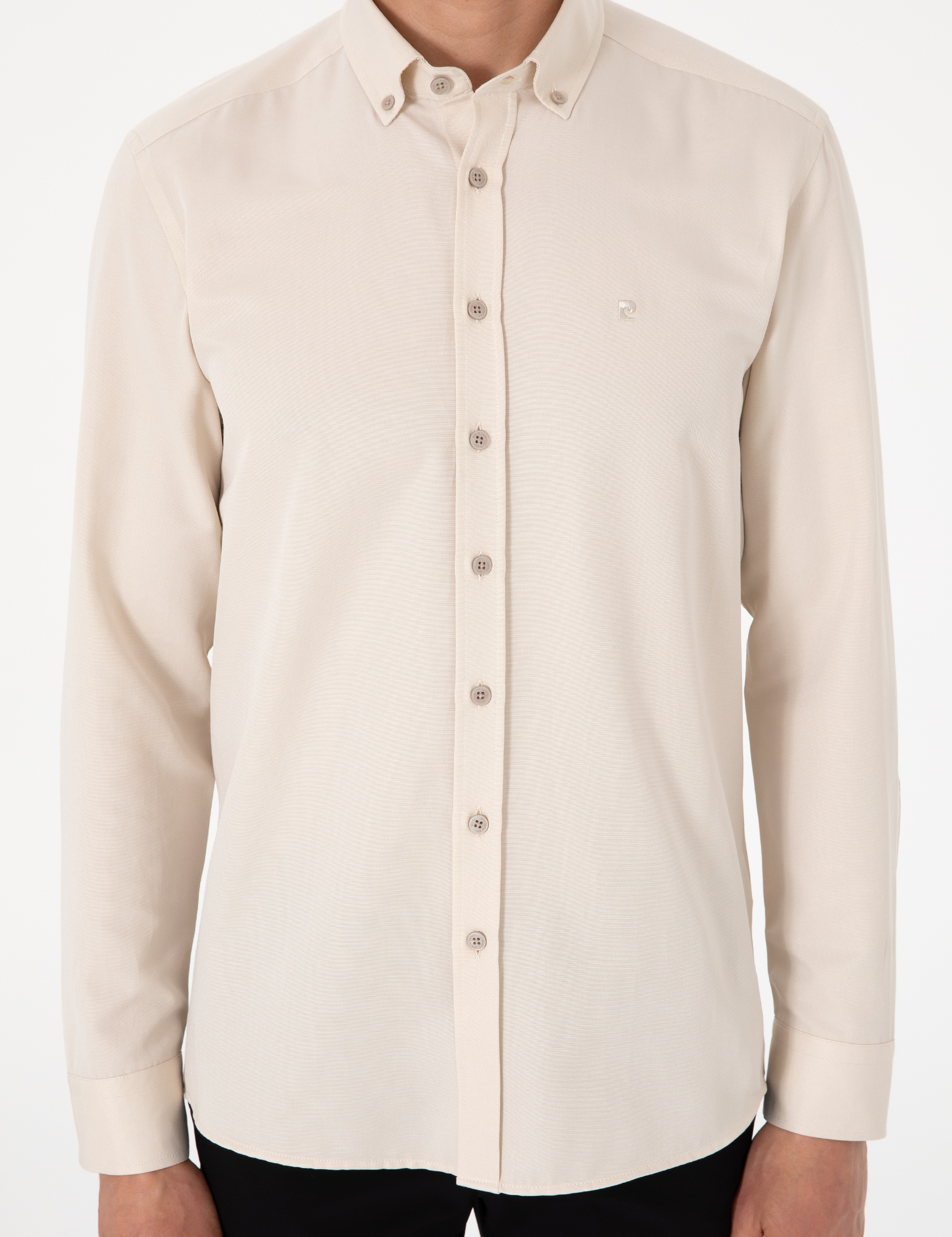 Bej Oxford Slim Fit Kolay Ütülenebilir Gömlek - Image 6