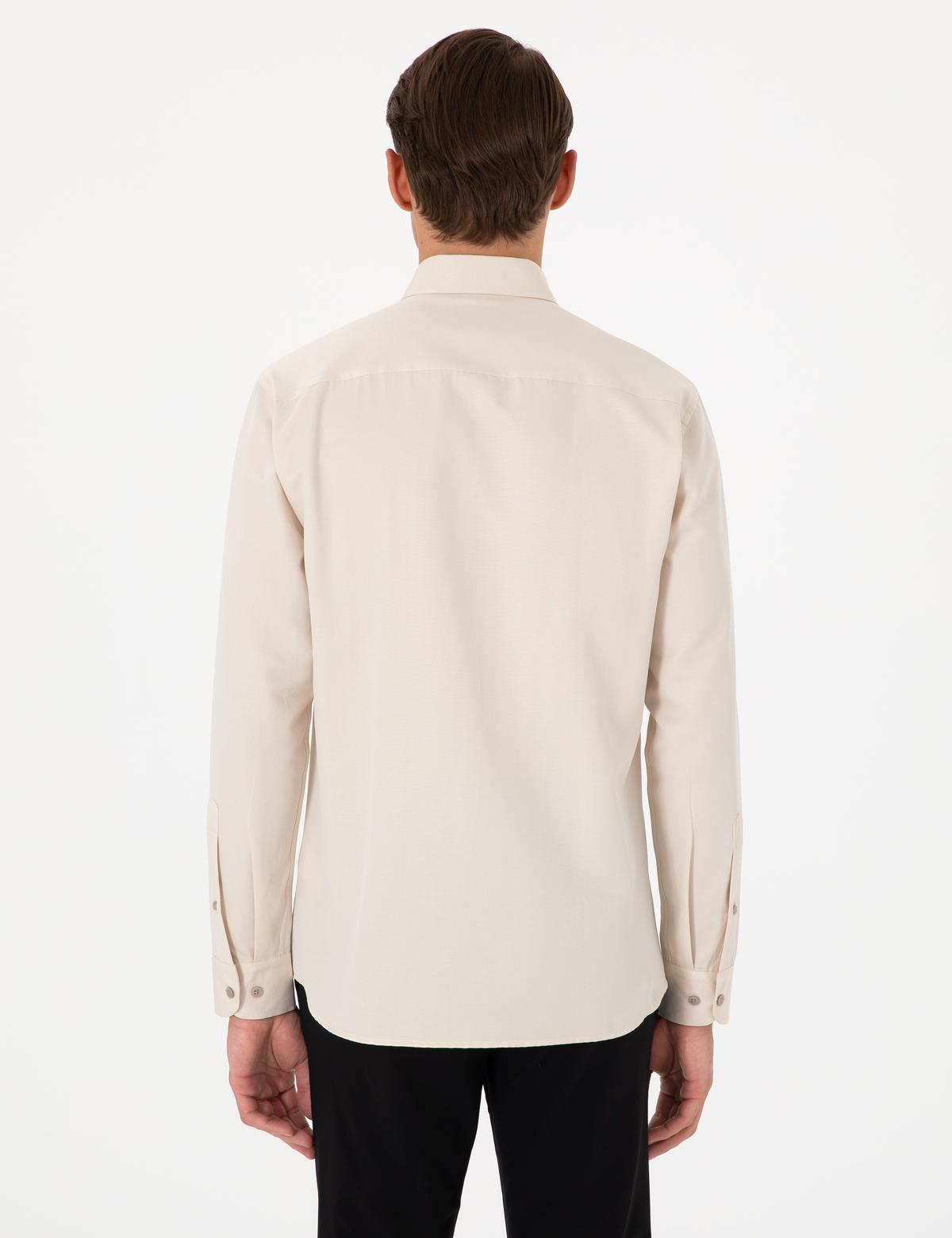 Bej Oxford Slim Fit Kolay Ütülenebilir Gömlek - 50306996079