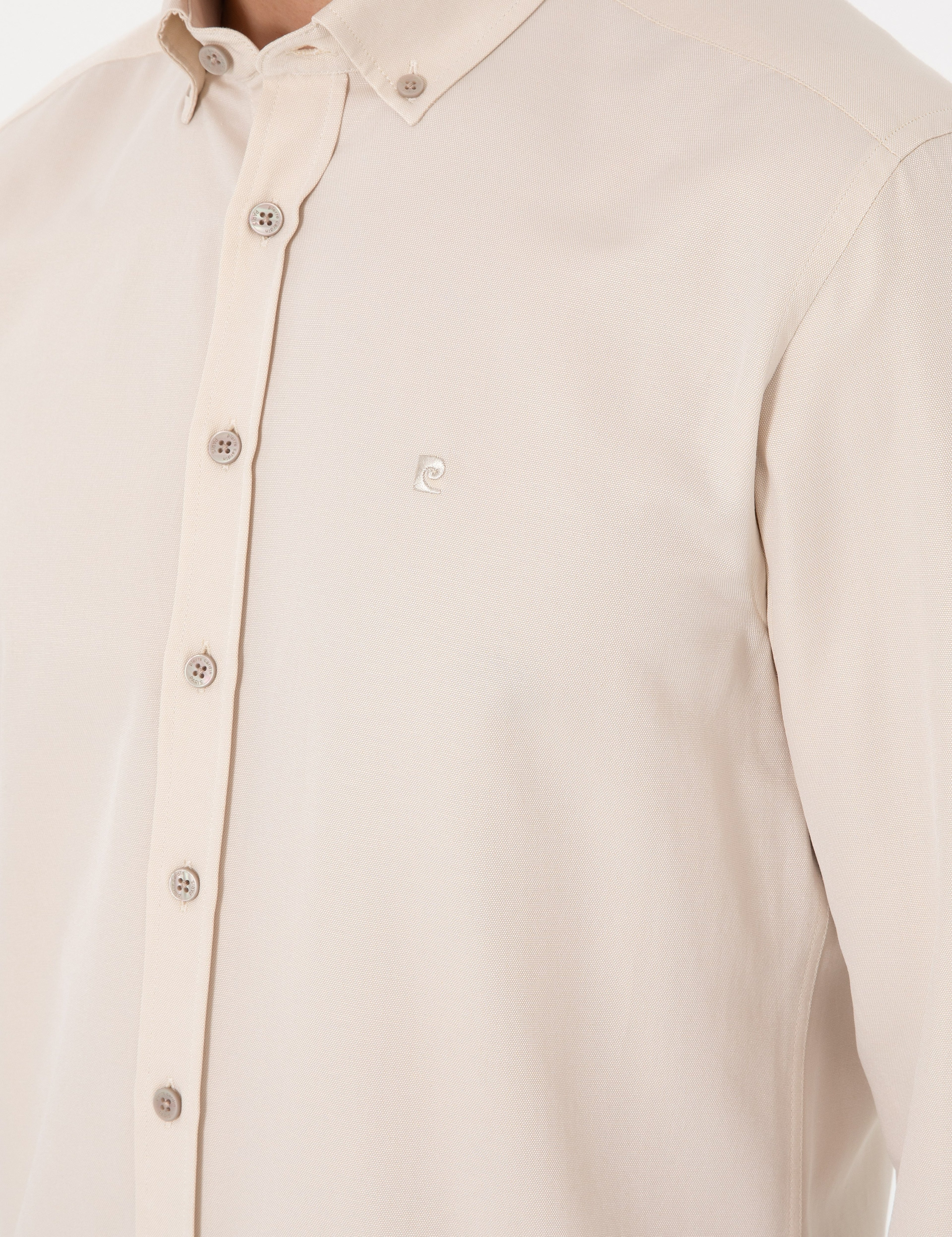 Bej Oxford Slim Fit Kolay Ütülenebilir Gömlek - Image 7