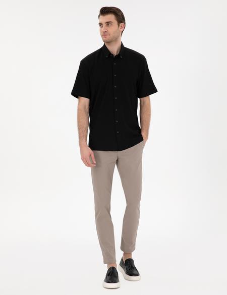 Siyah Comfort Fit Rahat Giyilebilir Kısa Kollu Gömlek - 50307091006