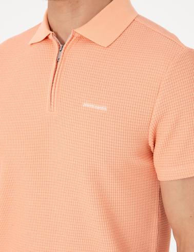 Somon Slim Fit Örme Dokulu Polo Yaka Tişört