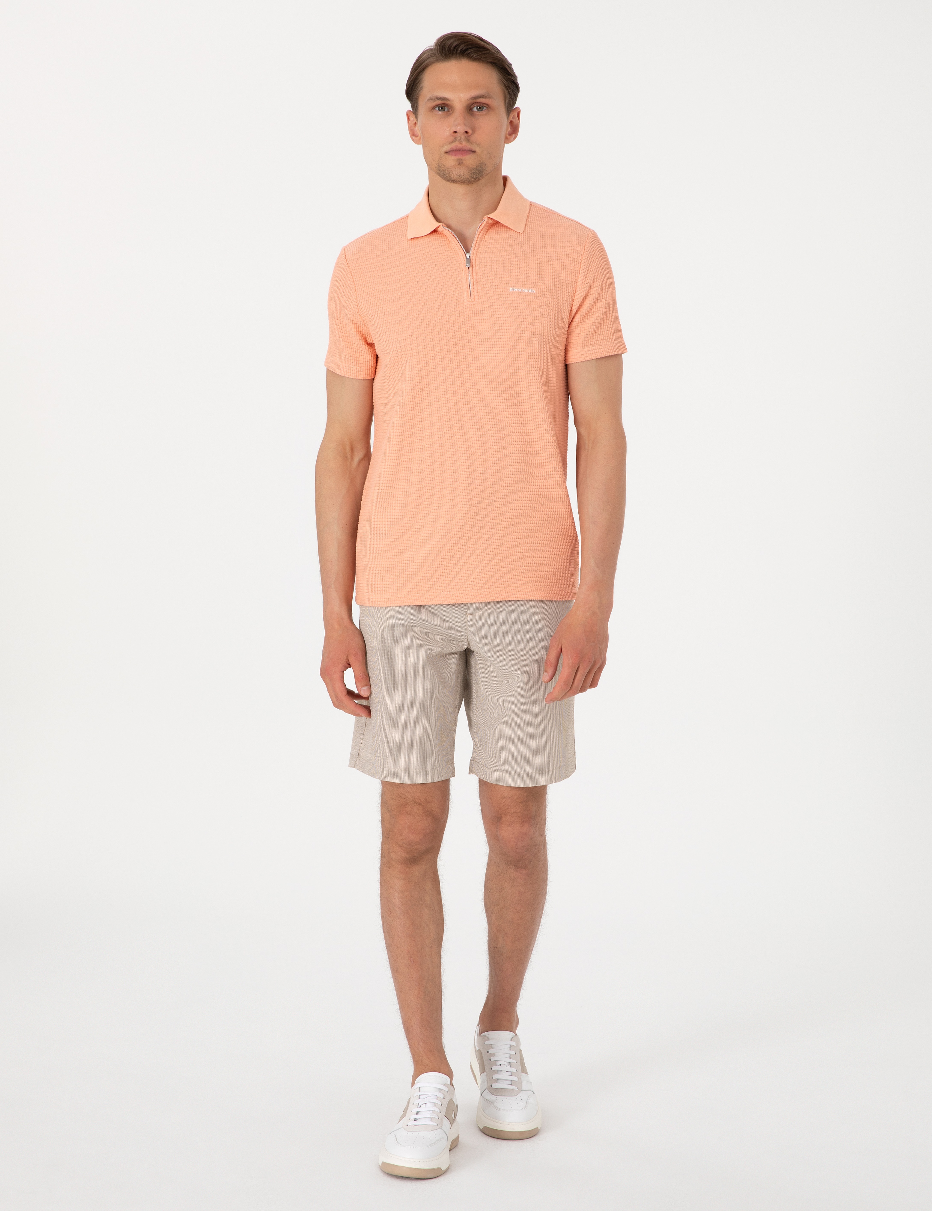 Somon Slim Fit Örme Dokulu Polo Yaka Tişört