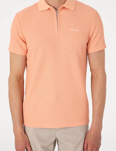 Somon Slim Fit Örme Dokulu Polo Yaka Tişört
