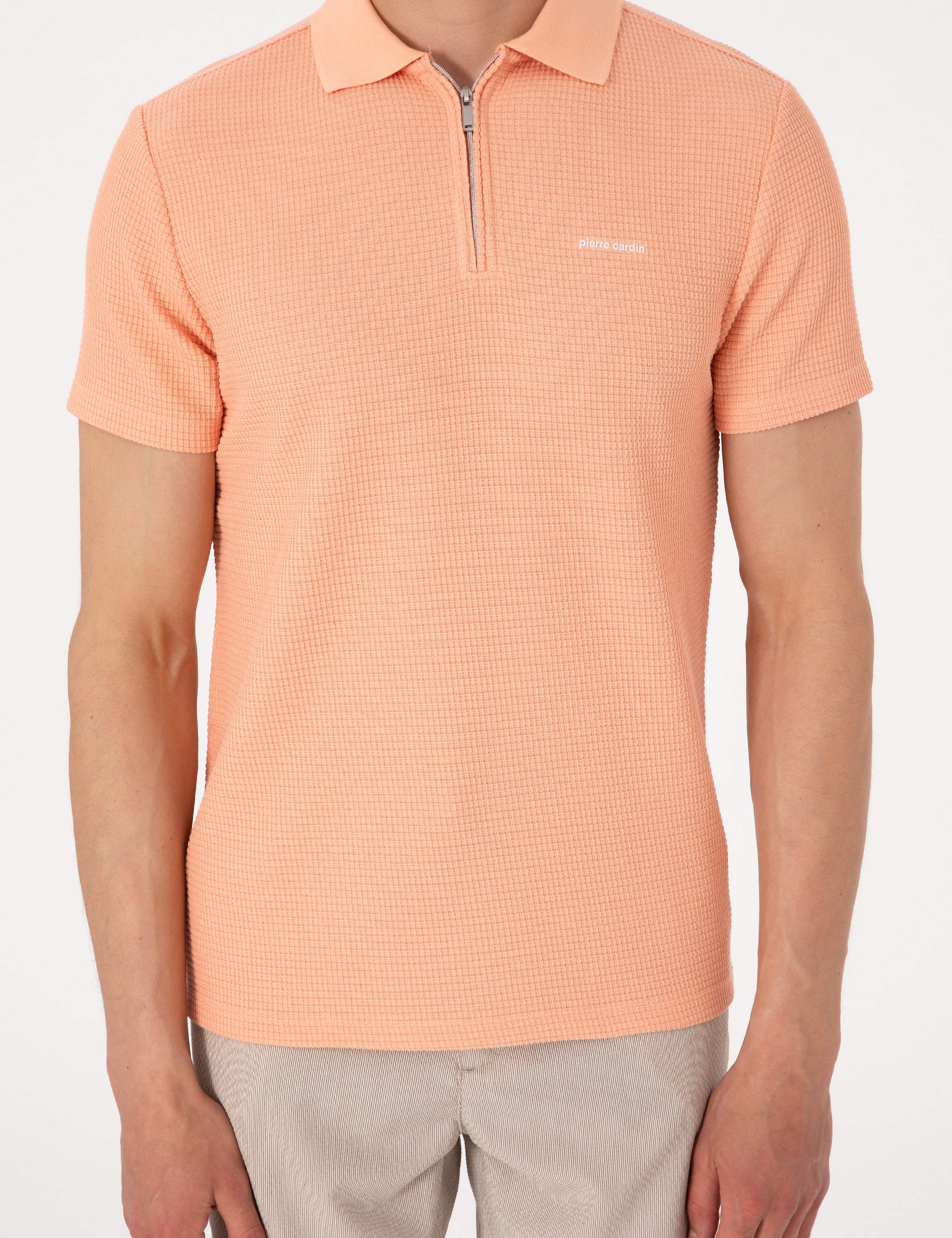 Somon Slim Fit Örme Dokulu Polo Yaka Tişört