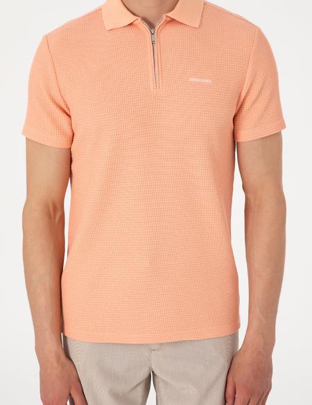 Somon Slim Fit Örme Dokulu Polo Yaka Tişört - 50310202035