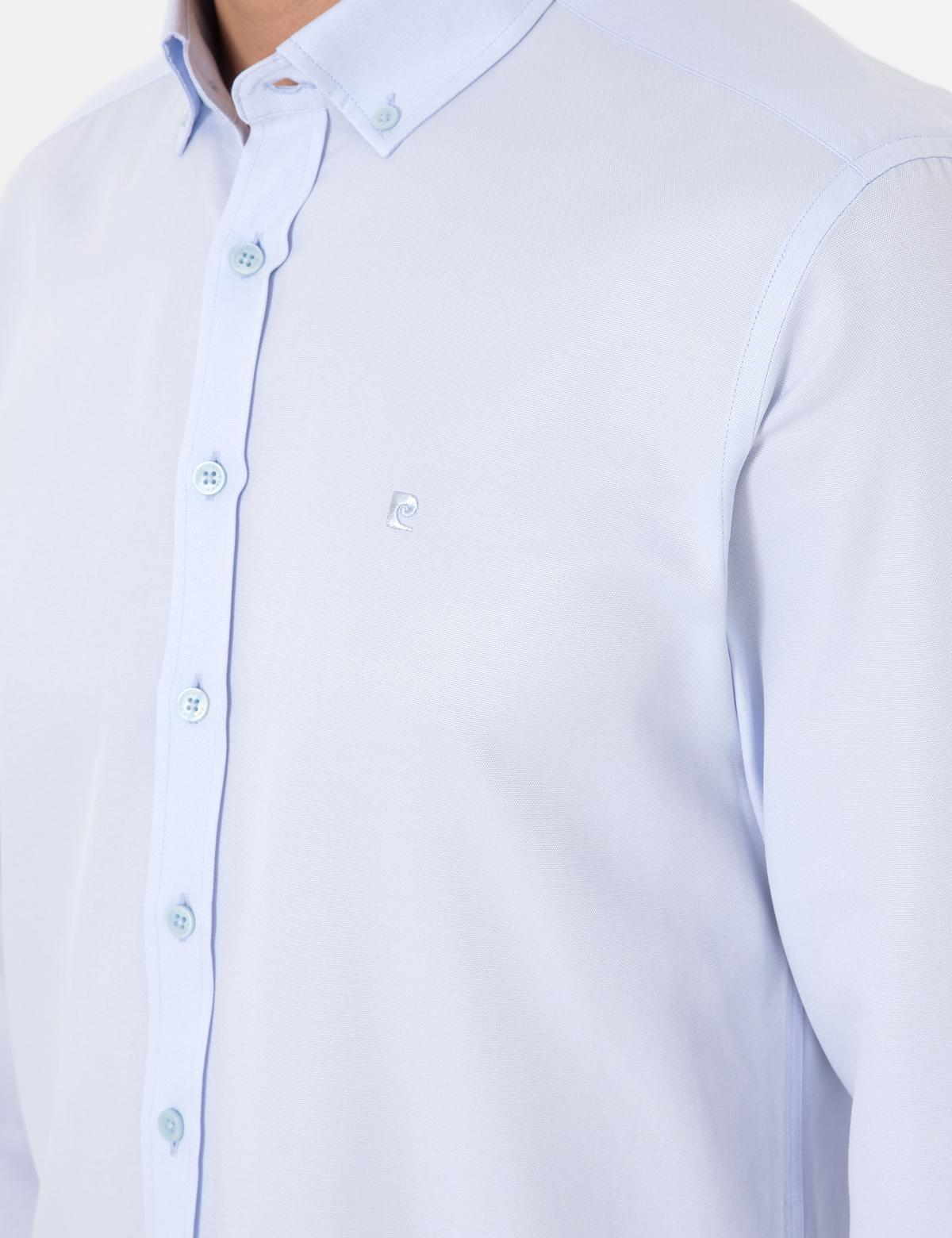 Açık Mavi Oxford Slim Fit Kolay Ütülenebilir Gömlek - 50306996025