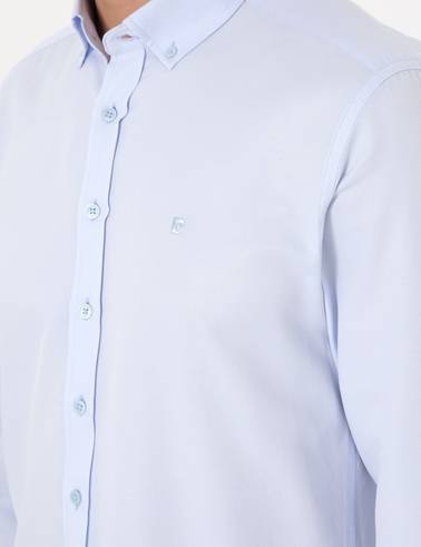Açık Mavi Oxford Slim Fit Kolay Ütülenebilir Gömlek