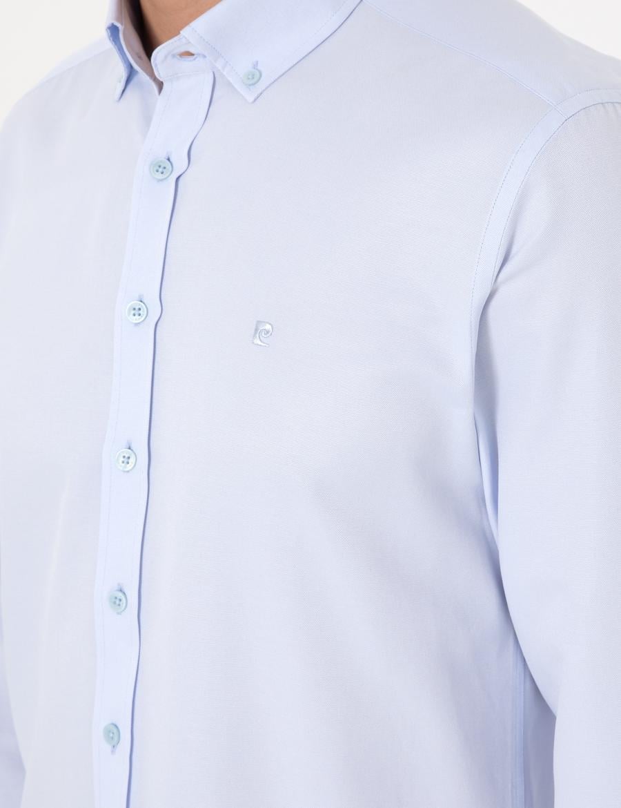 Açık Mavi Oxford Slim Fit Kolay Ütülenebilir Gömlek