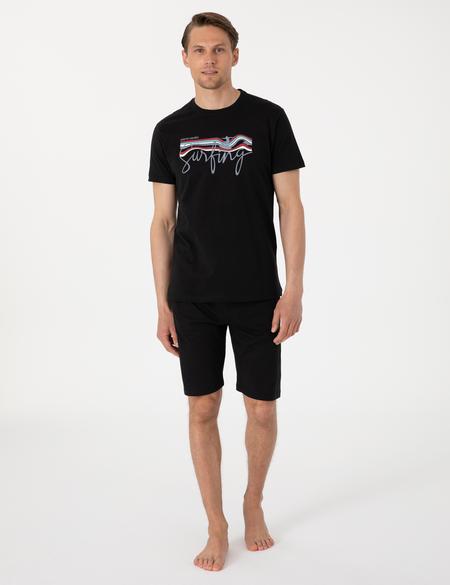 Siyah Kısakol Şortlu Pijama Takımı - 50314387001