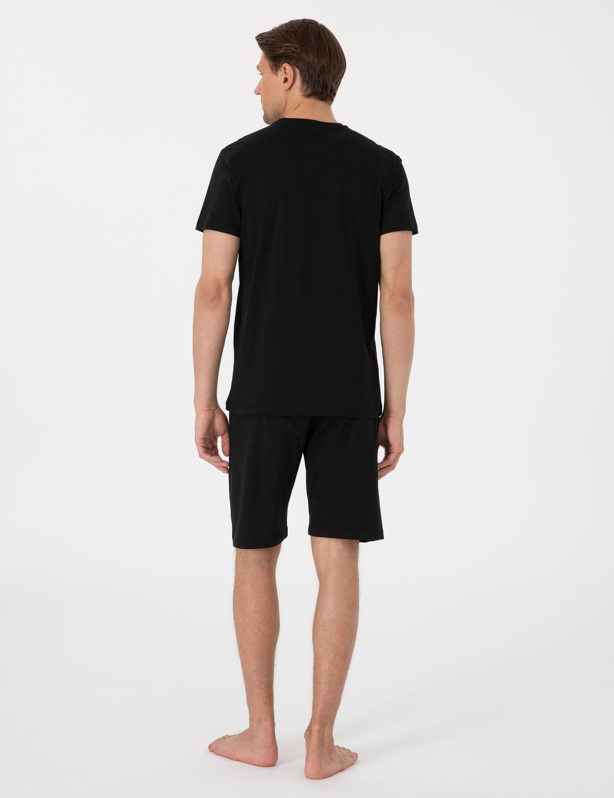 Siyah Kısakol Şortlu Pijama Takımı - 50314387001