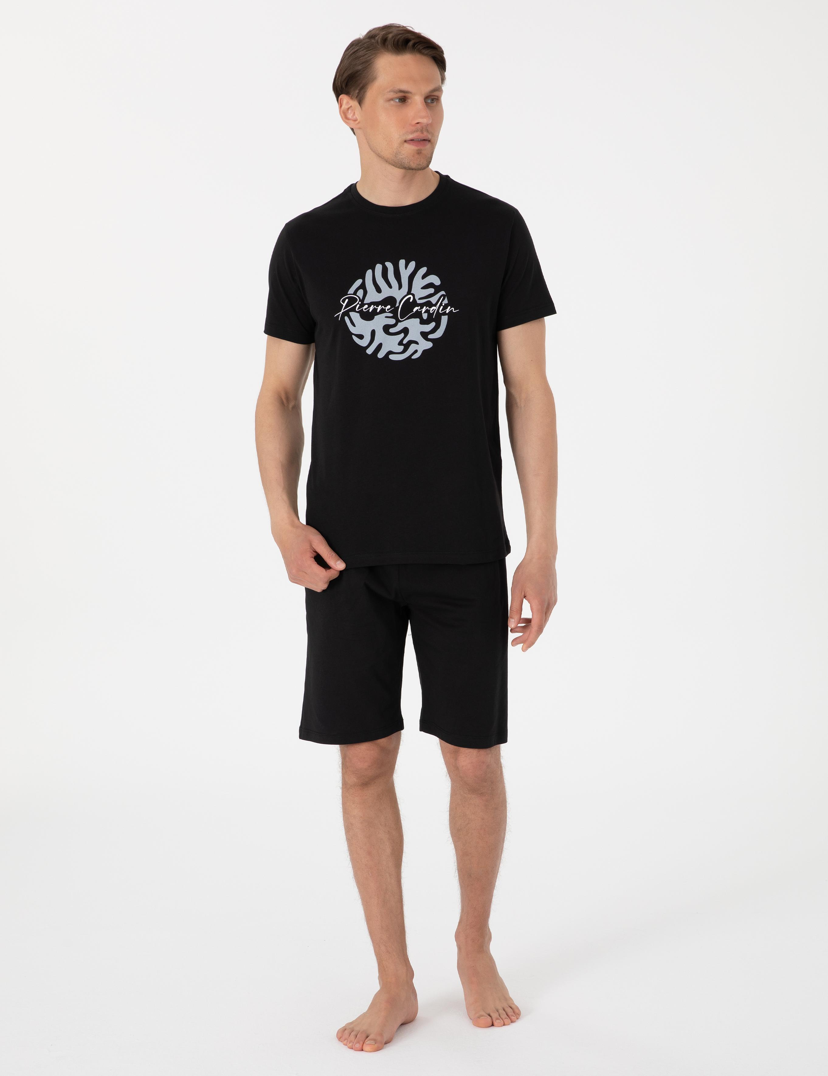 Siyah Kısakol Şortlu Pijama Takımı