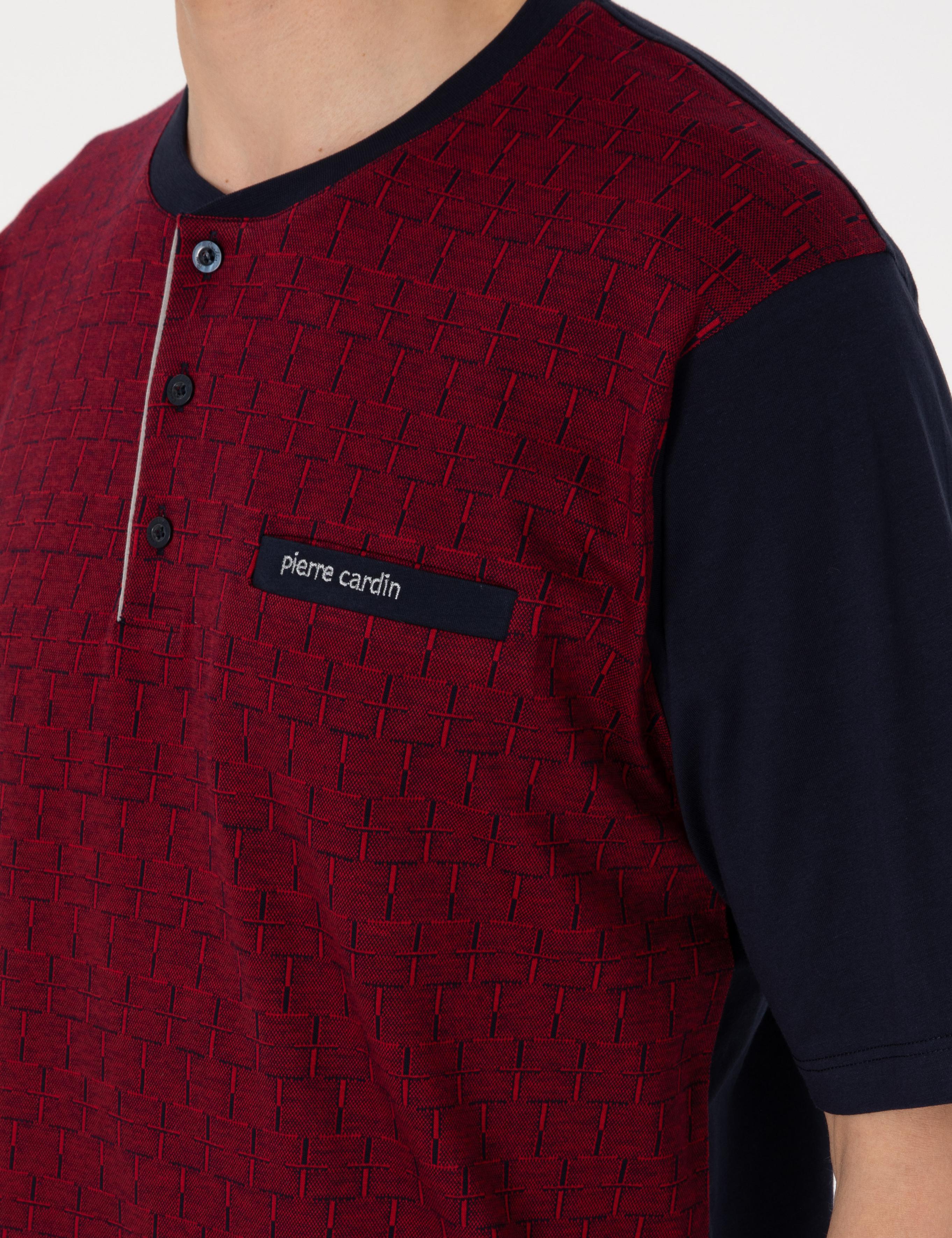 Bordo Kısakol 3'lü Jakarlı Pijama Takımı