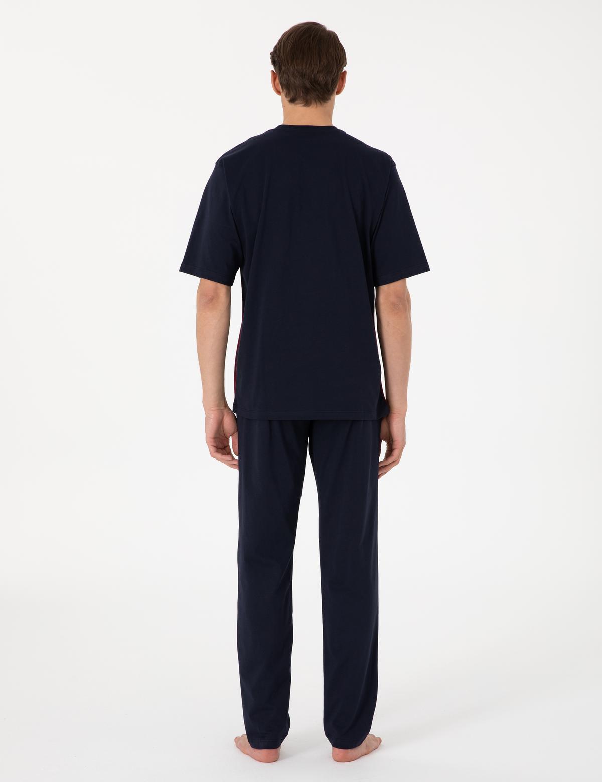 Bordo Kısakol 3'lü Jakarlı Pijama Takımı - 50314443004