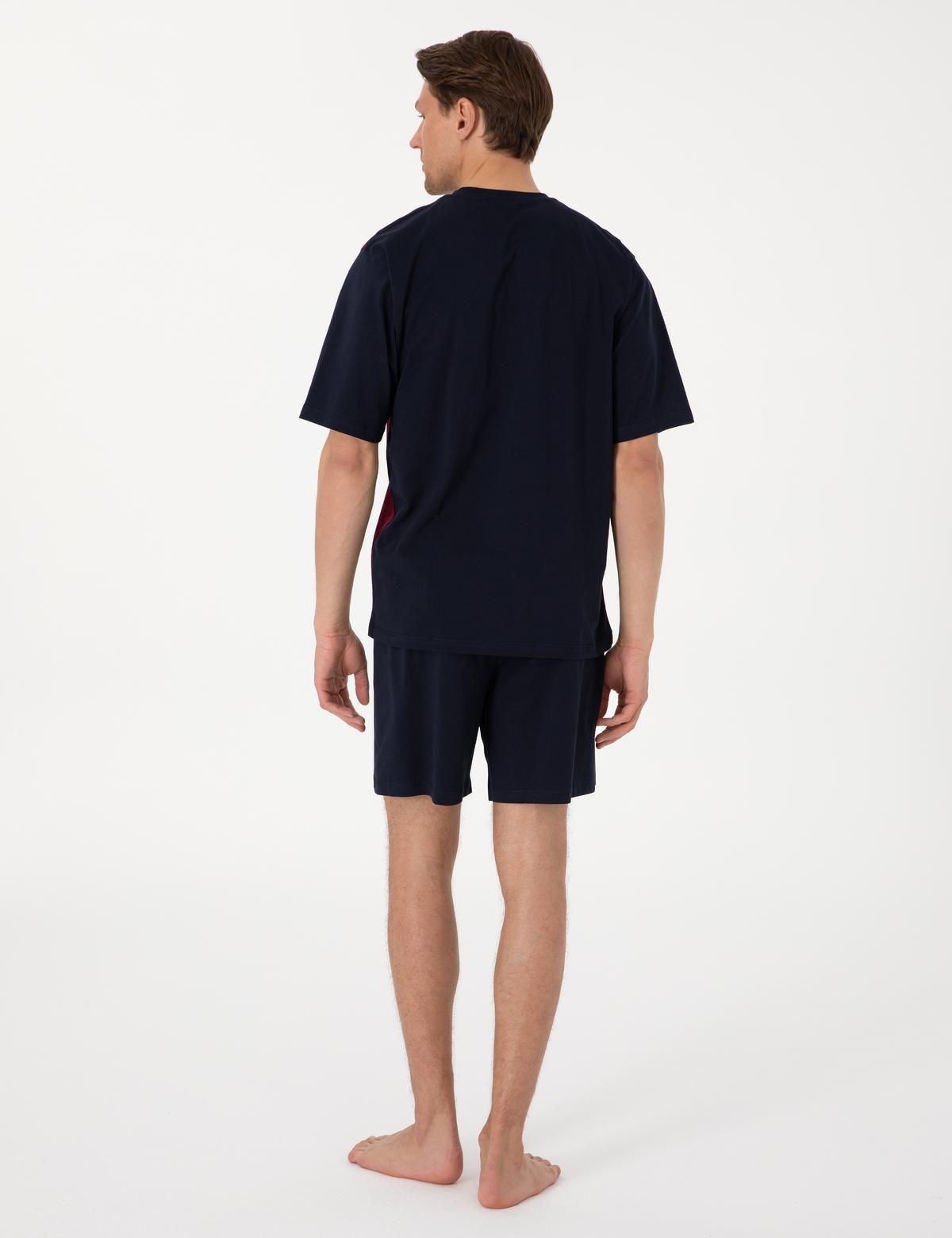 Bordo Kısakol 3'lü Jakarlı Pijama Takımı - 50314443004