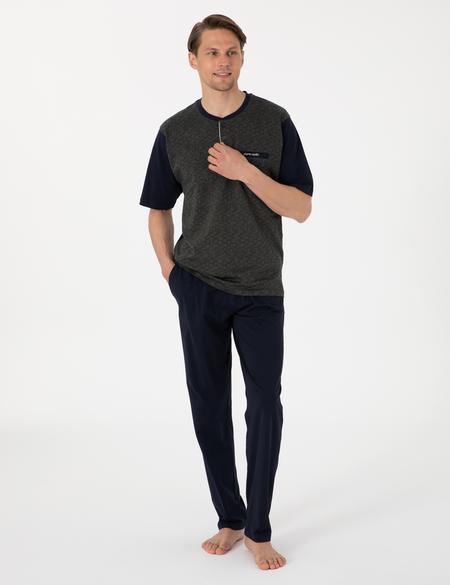 Yeşil Kısakol 3'lü Jakarlı Pijama Takımı - 50314444002