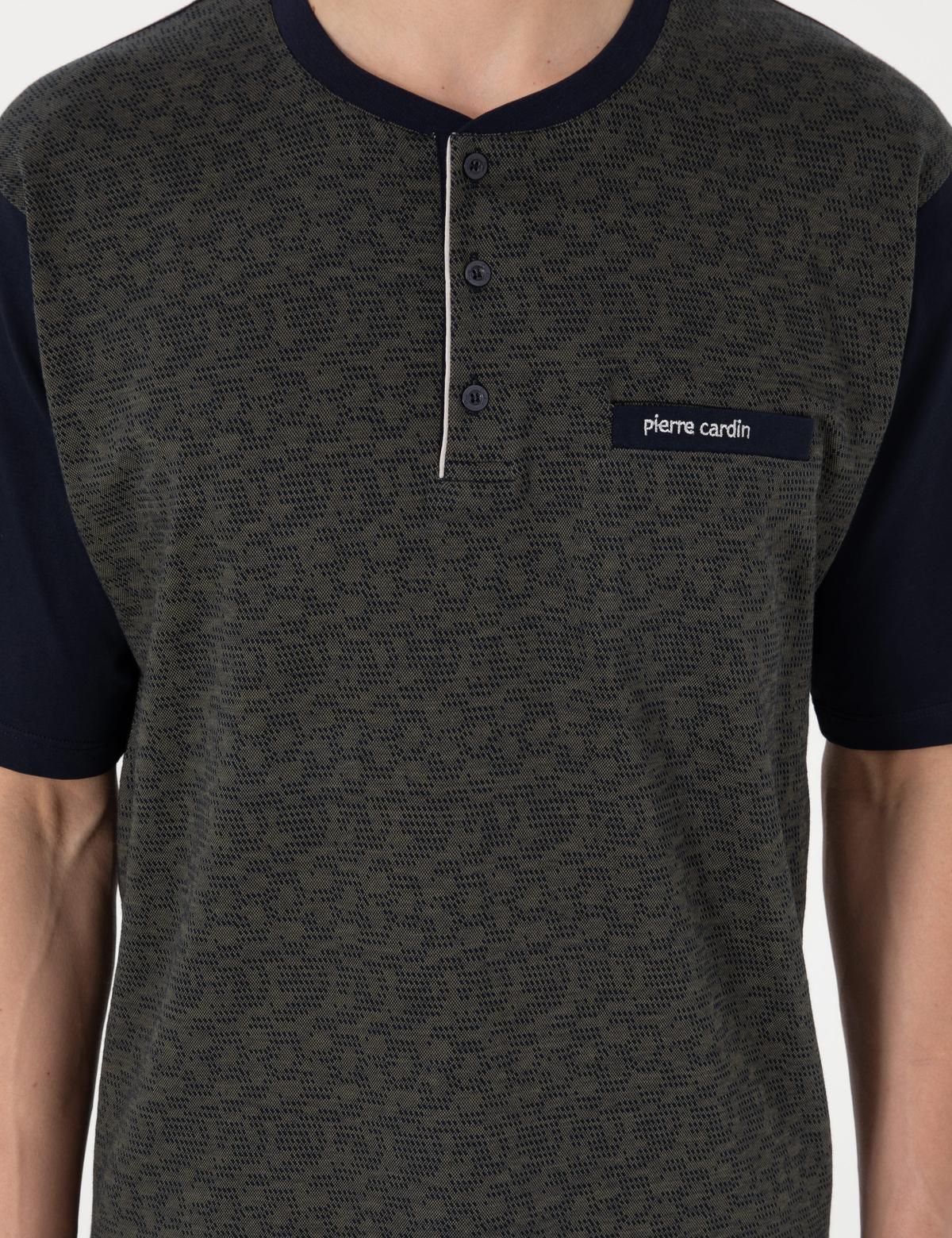 Yeşil Kısakol 3'lü Jakarlı Pijama Takımı - 50314444002