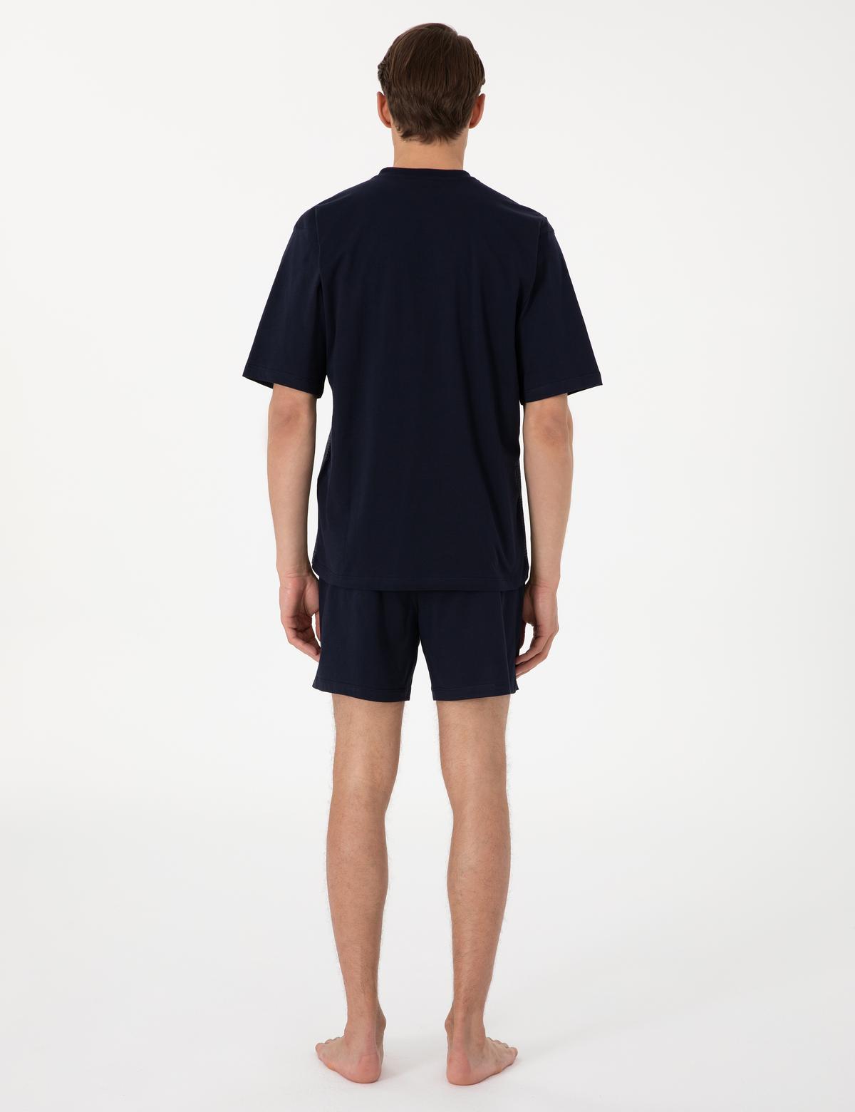 Lacivert Kısakol 3'lü Jakarlı Pijama Takımı - 50314445005