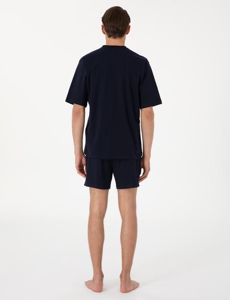 Lacivert Kısakol 3'lü Jakarlı Pijama Takımı - 50314445005