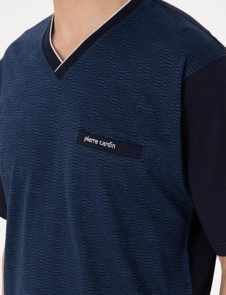 Mavi Kısakol 3'lü Jakarlı Pijama Takımı - 50314445018