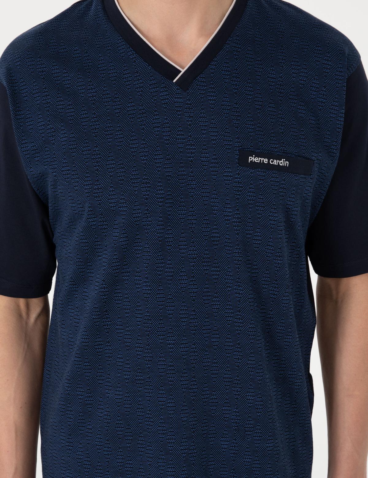 Mavi Kısakol 3'lü Jakarlı Pijama Takımı - 50314445018