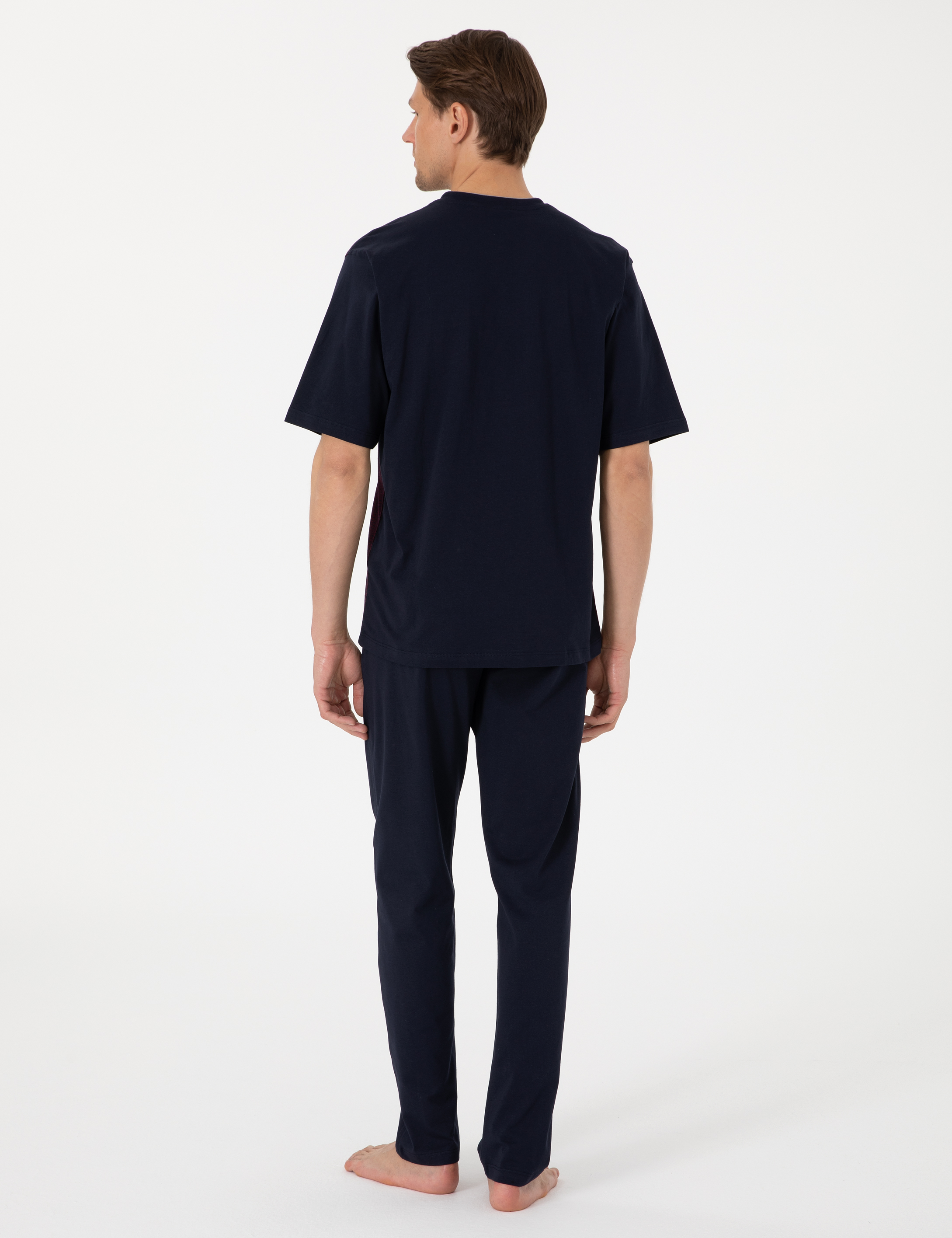 Bordo Kısakol 3'lü Jakarlı Pijama Takımı - Image 4