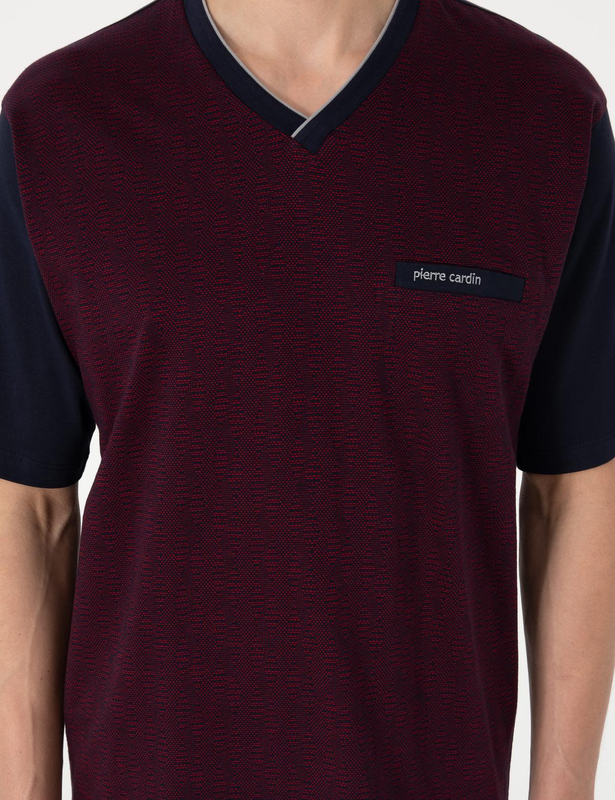 Bordo Kısakol 3'lü Jakarlı Pijama Takımı - 50314445004